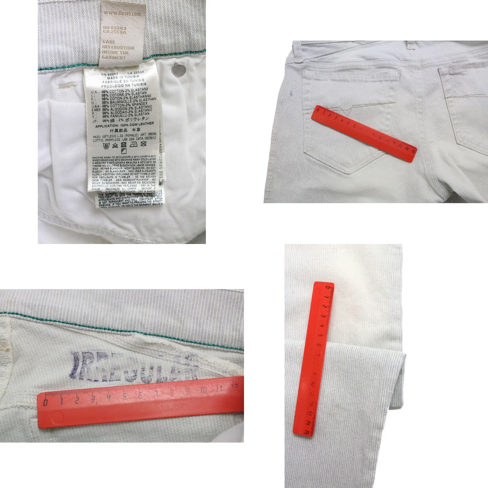 Diesel DIESEL Getlegg 0809S Jeans Women's W29/L32 Slim Fit Pinstriped Distressed Zip Jeans Size 29" - 8 Thumbnail