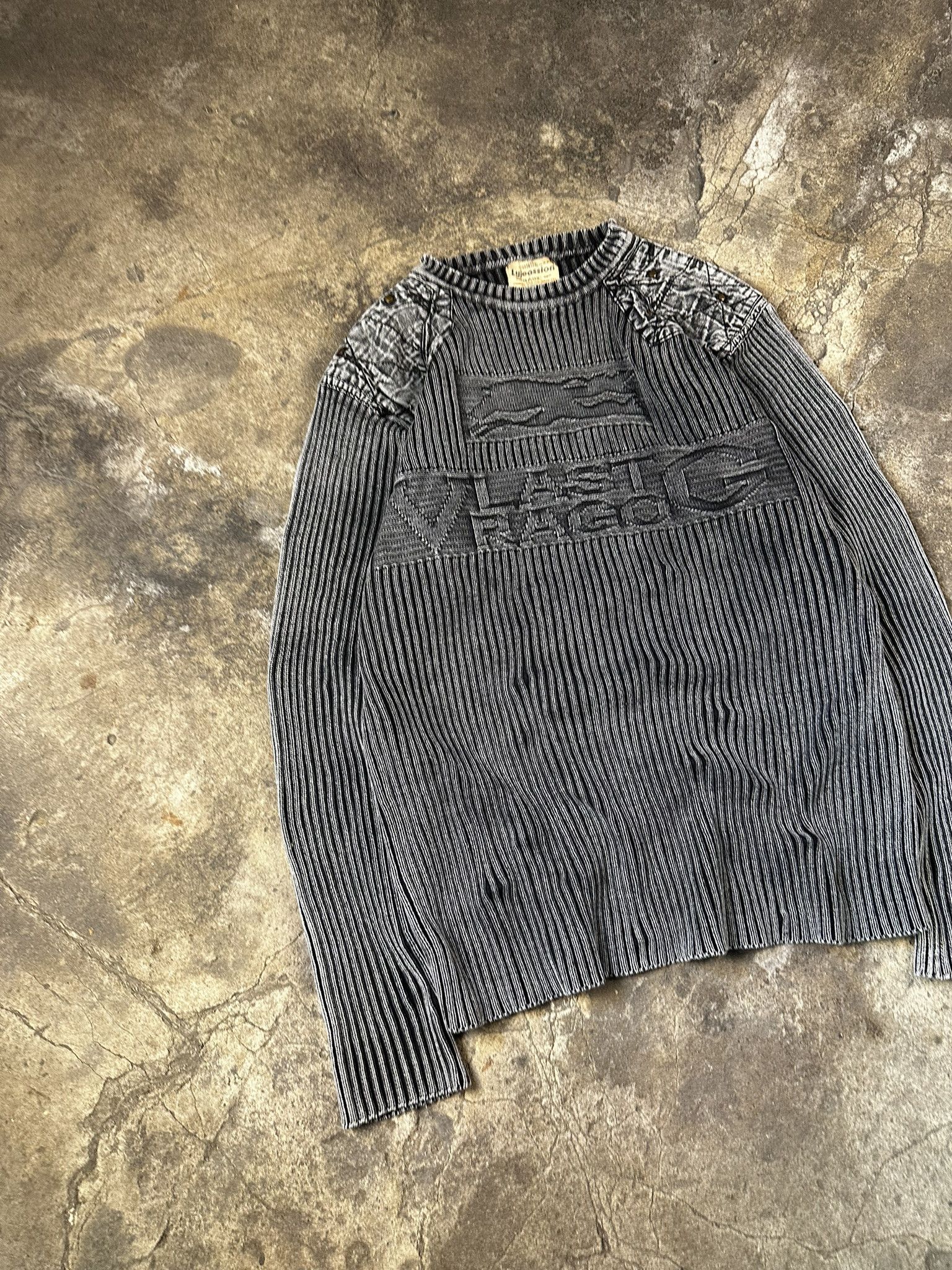Japanese Brand Vintage Y2k Archive Avant Garde Faded Knit Sweater 2000s Size US L / EU 52-54 / 3 - 2 Thumbnail