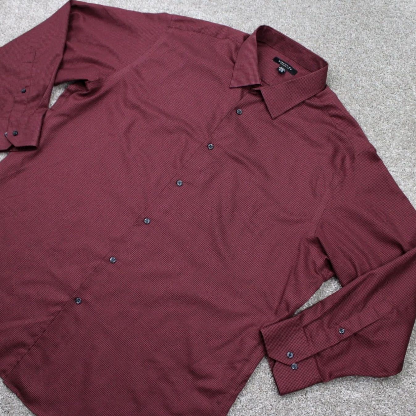 Vintage Structure Dress Shirt Mens 17-17 1/2, 32/33 XL Red Modern Fit Cotton/Poly L/S Shirt Size 48R - 4 Thumbnail