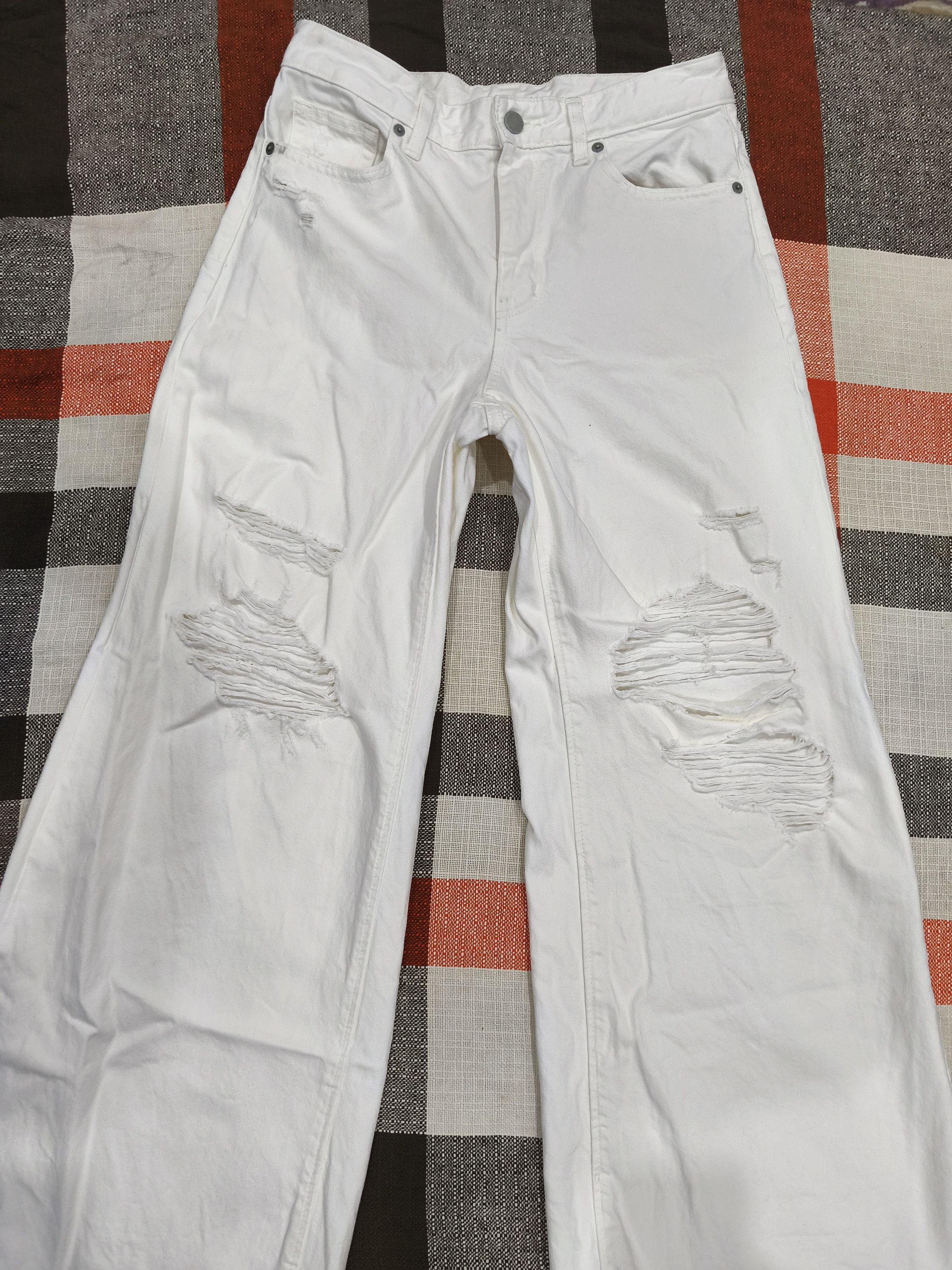GU Distressed Gu jeans off white wide leg L Size 30" / US 8 / IT 44 - 3 Thumbnail