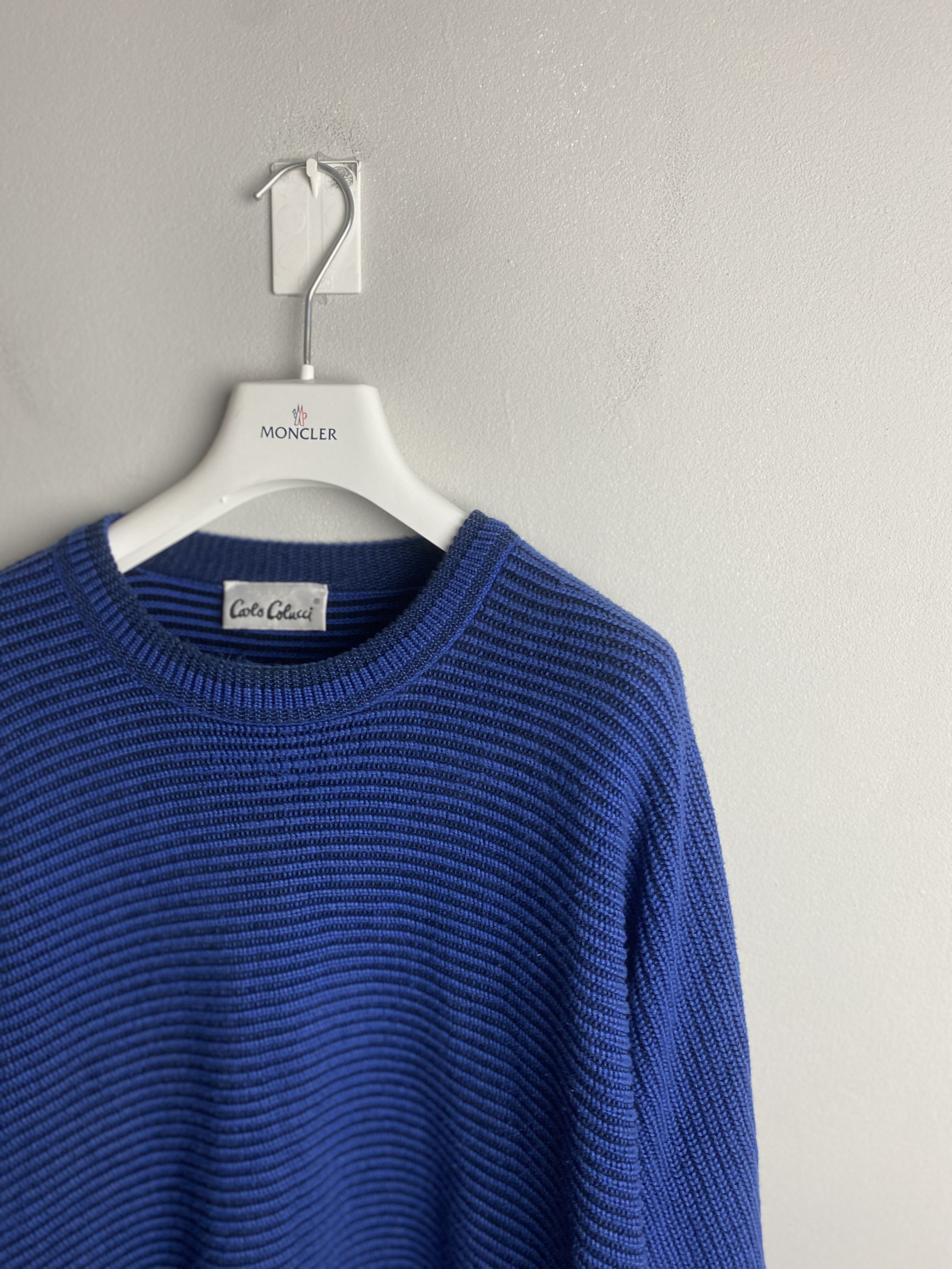 Carlo Colucci × Vintage Carlo Colucci blue heavy oversized cotton sweater knitwear Size US XL / EU 56 / 4 - 2 Thumbnail