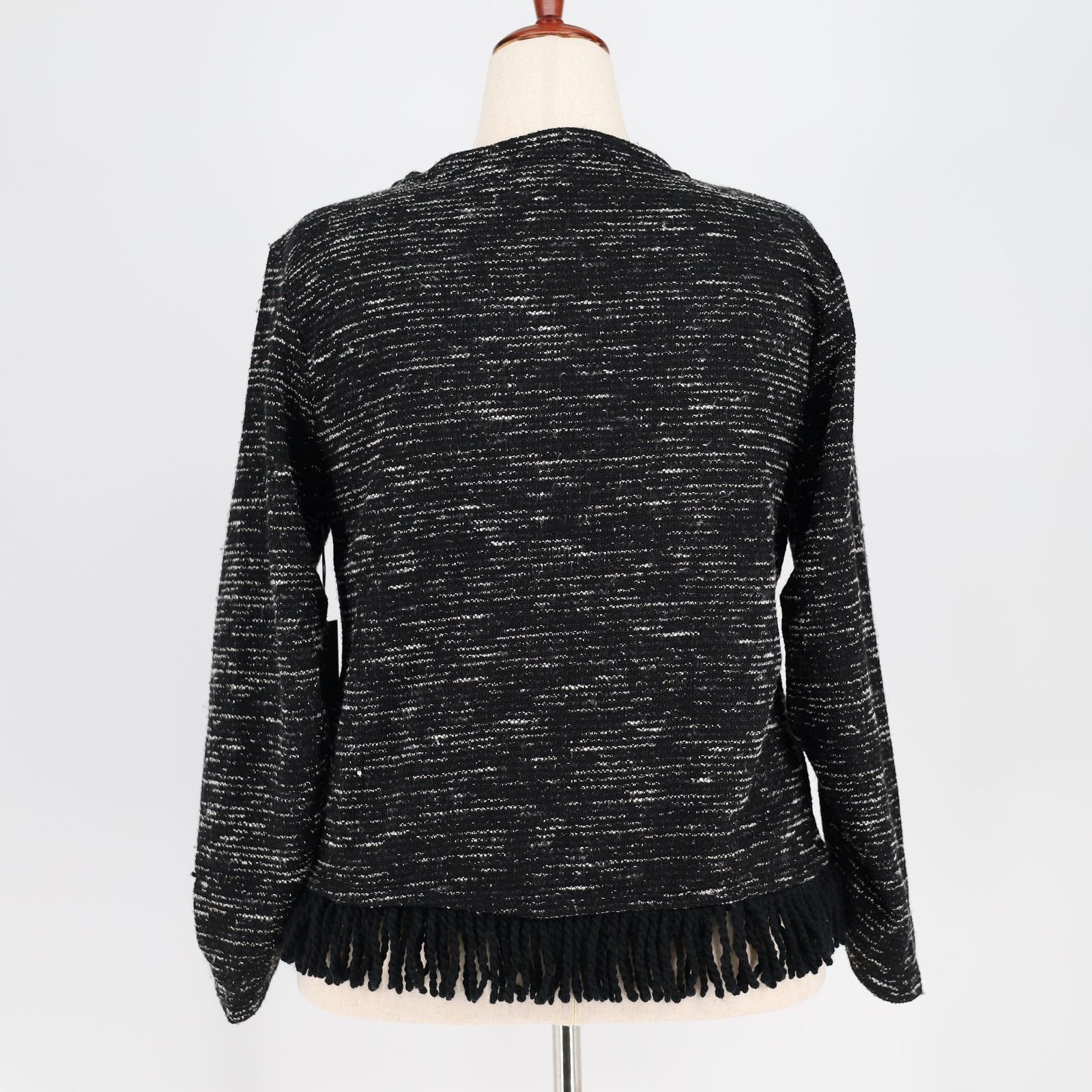 Vince Camuto Vince Camuto Women Black Casual Fringe-Trim V-neck Top L Size L / US 10 / IT 46 - 5 Thumbnail