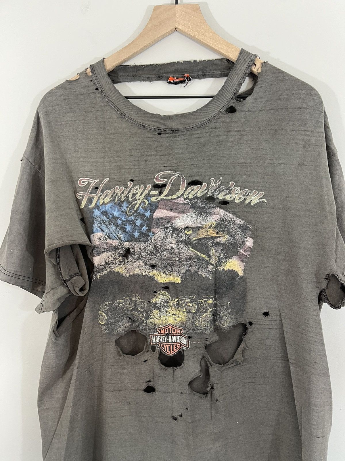 Harley Davidson Harley Davidson ITALIA Thrashed Sun Faded Moto Tee Size US L / EU 52-54 / 3 - 2 Thumbnail