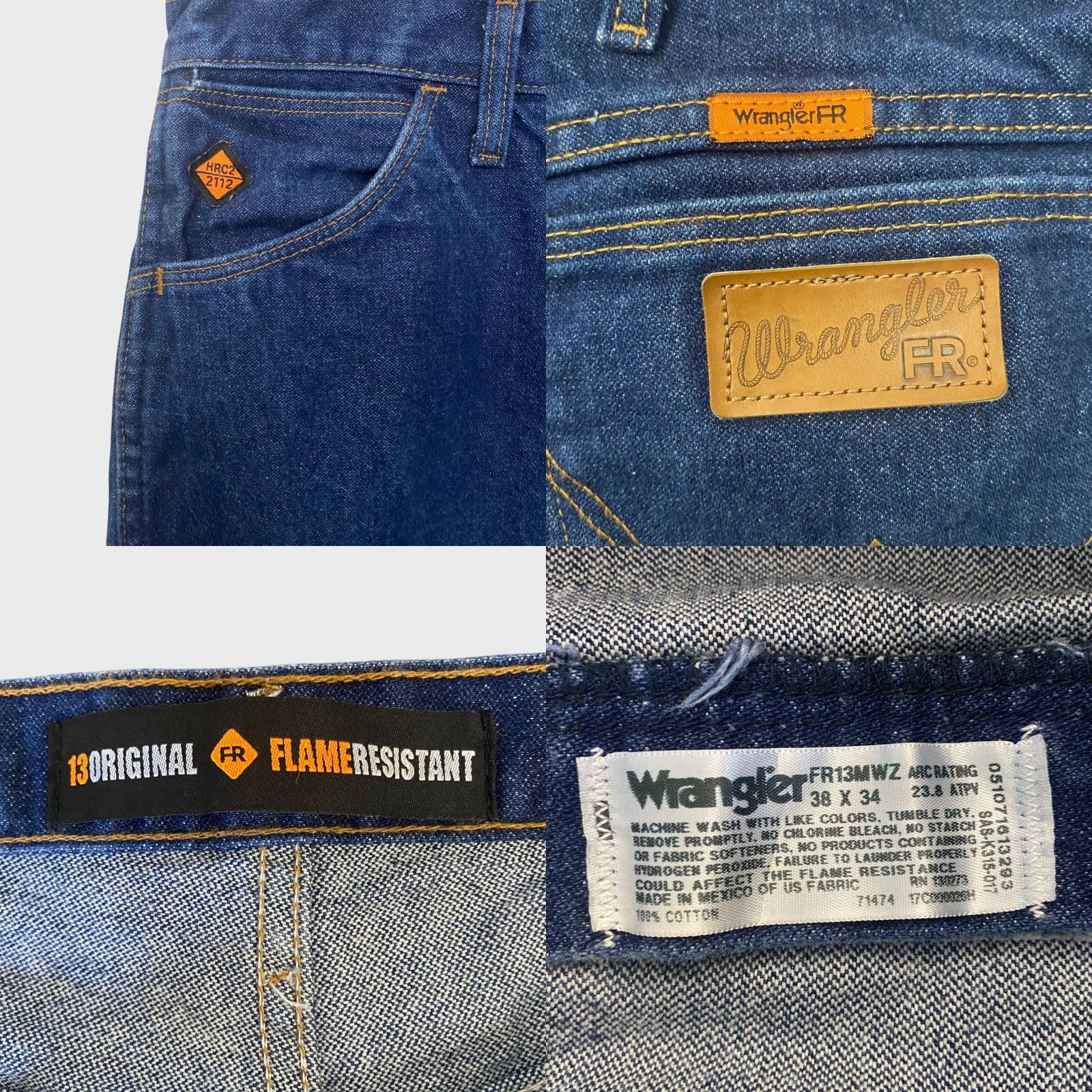 Wrangler VINTAGE Wrangler FR Flame-Resistant Original Fit Denim Jeans Men 38X34 Blue 38x34 FR13MWZ Western 5-Pocket Mens Size US 38 / EU 54 - 8 Thumbnail