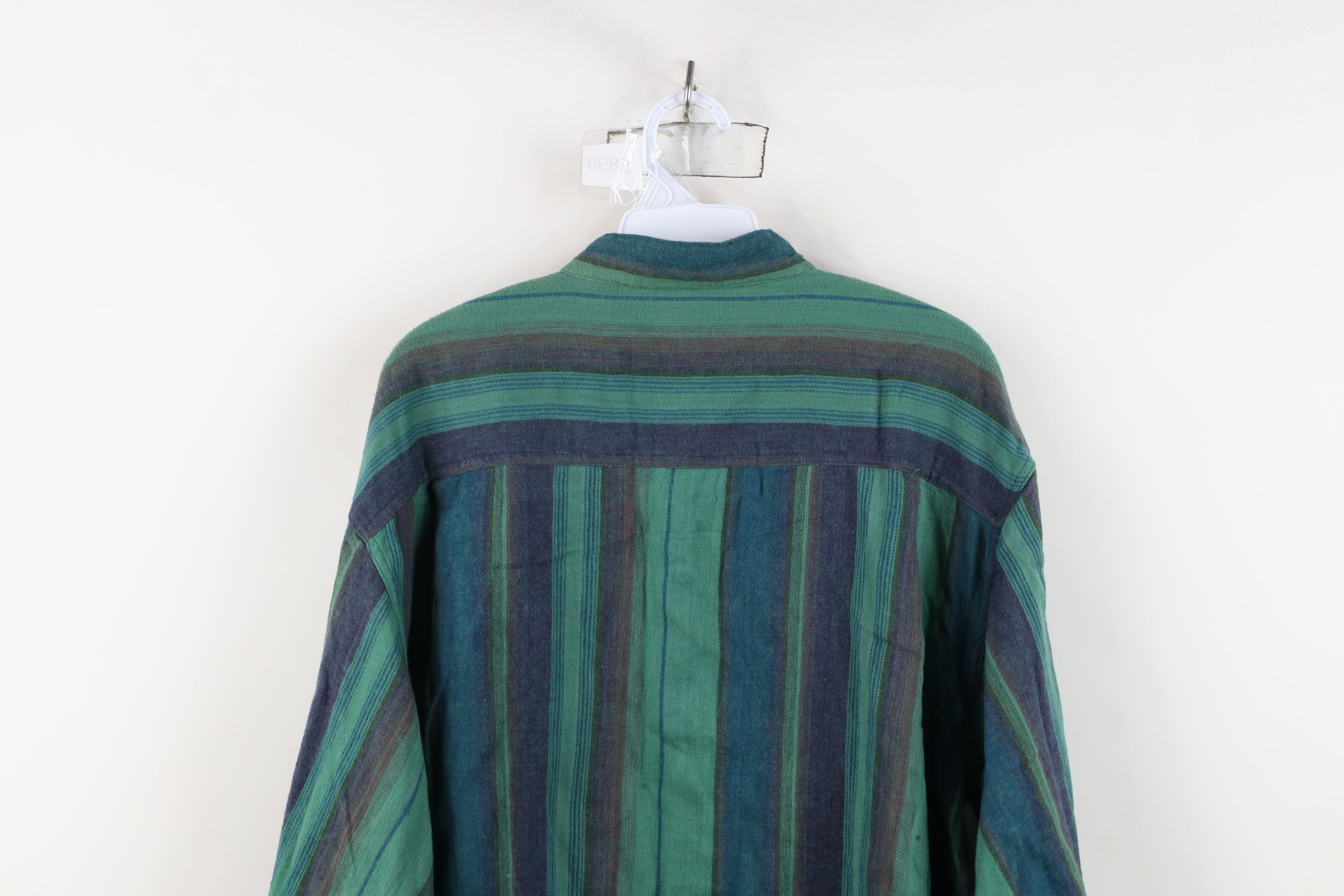Vintage Vintage 90s Streetwear Flannel Band Collar Button Shirt Size US XXL / EU 58 / 5 - 13 Thumbnail