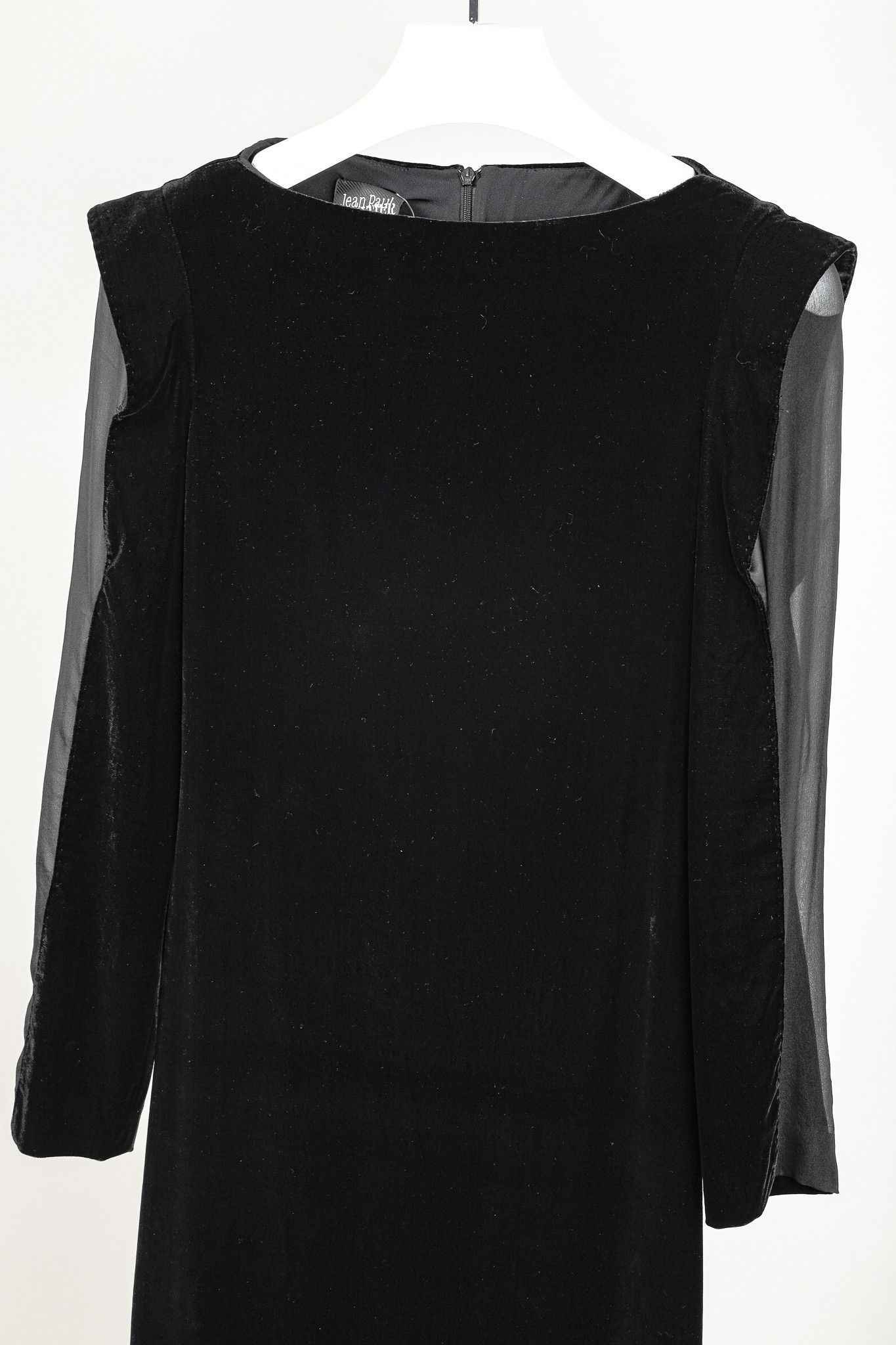 Jean Paul Gaultier Jean Paul Gaultier Black Velvet Sheer-Sleeve Midi Dress Size M / US 6-8 / IT 42-44 - 3 Thumbnail
