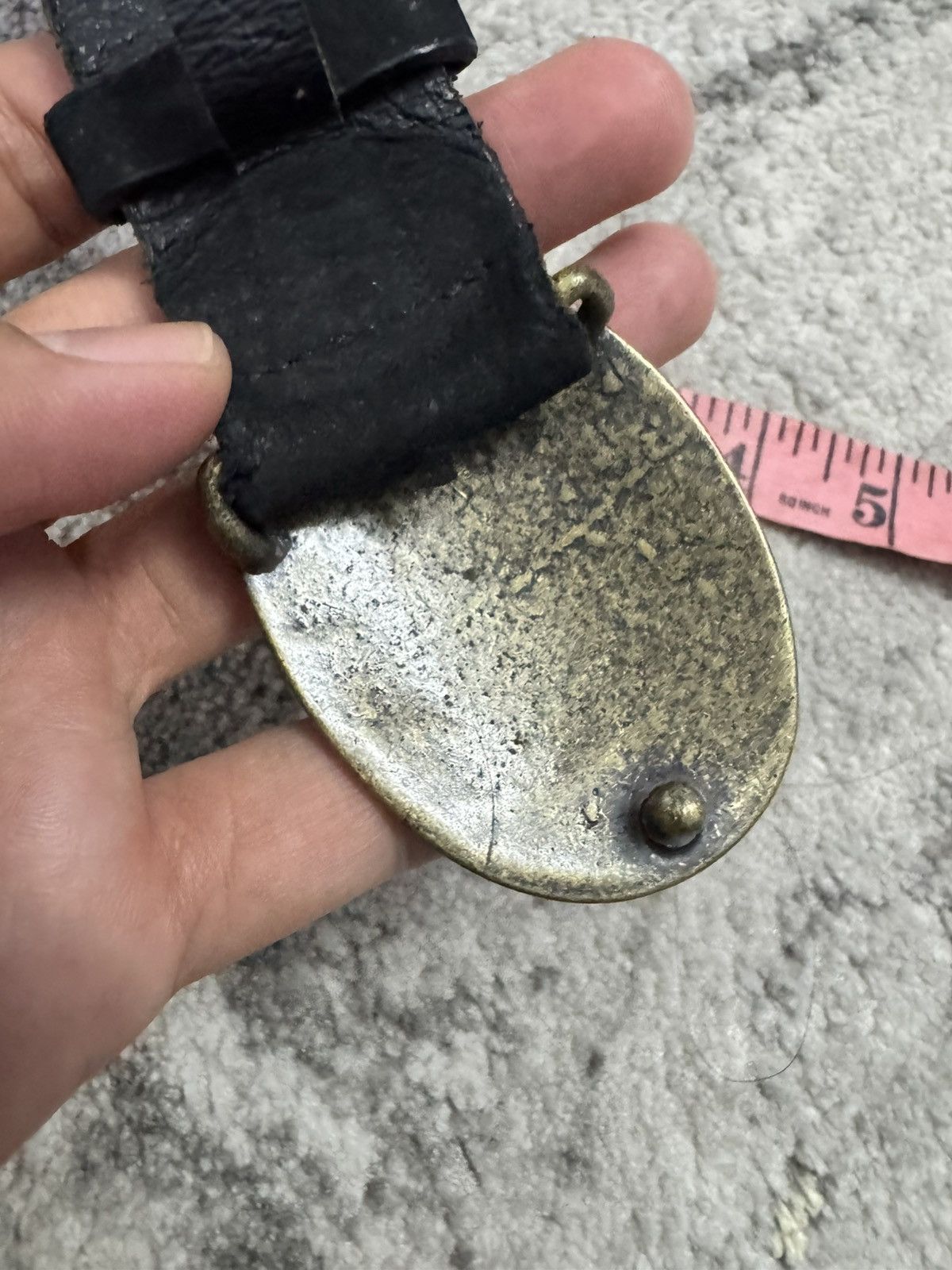 Sportif VINTAGE OVAL ENGRAVED BRASS BUCKLE SPORTIFF BELT Size 32 - 3 Thumbnail