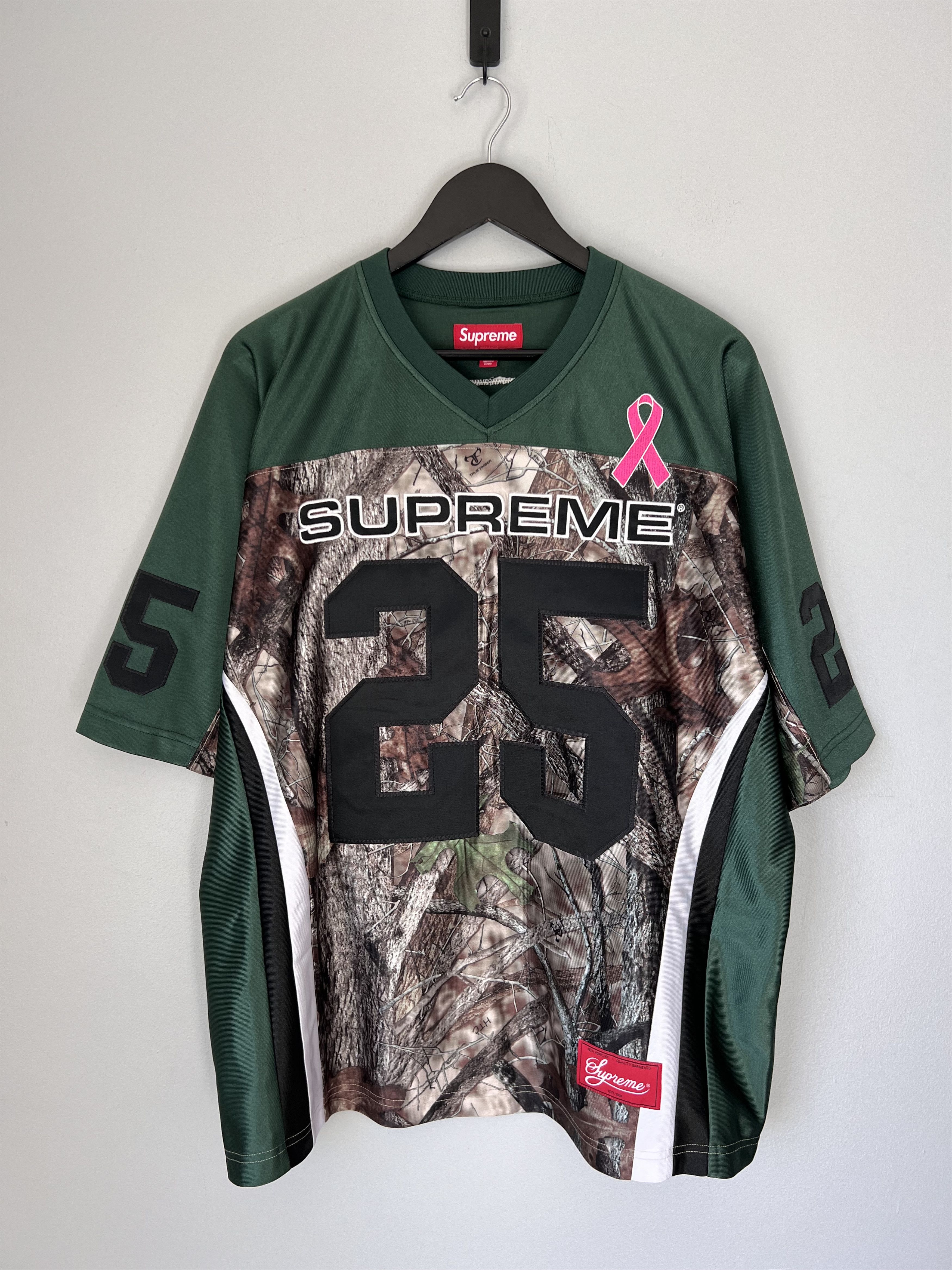 Supreme Supreme Breast Cancer Awareness Football Jersey Green Camo Size US XL / EU 56 / 4 - 1 Thumbnail
