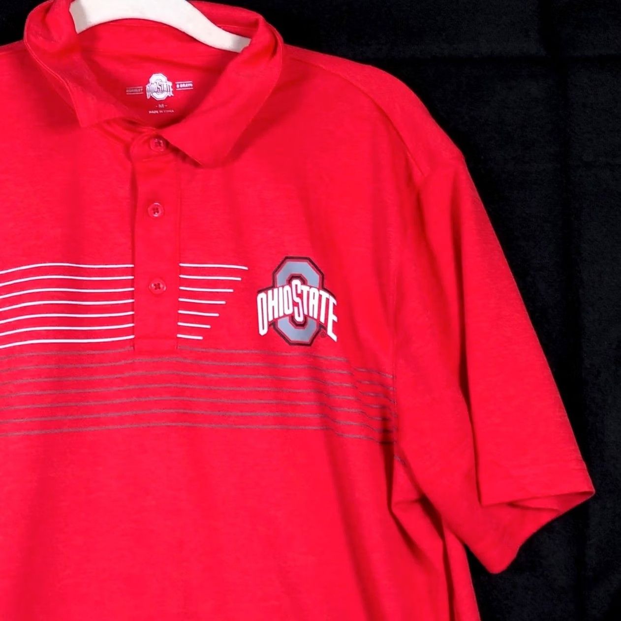 Vintage Ohio State Mens Shirt Red Short Sleeve Collared Polo 100% Polyester Medium Size US M / EU 48-50 / 2 - 5 Thumbnail