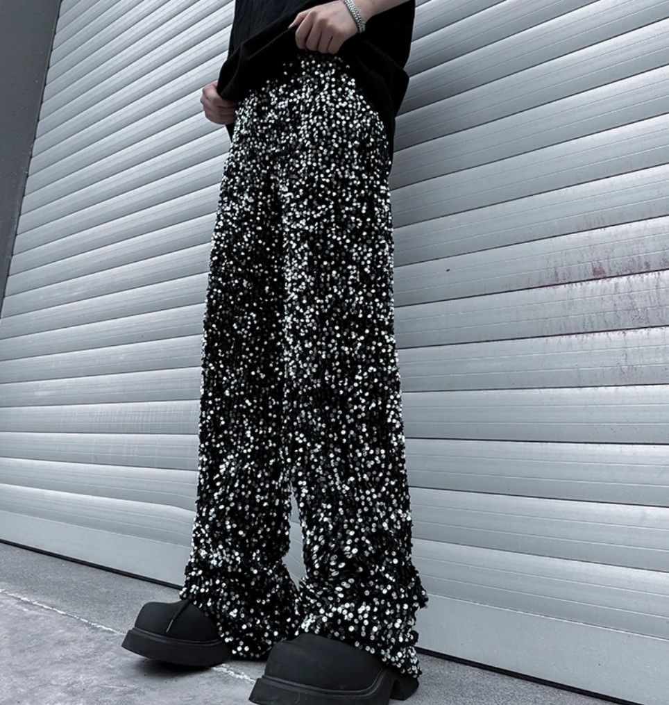 Japanese Brand × Vintage Wide Leg Pant Sequin Niche Design Bling Hip Size US 30 / EU 46 - 7 Thumbnail
