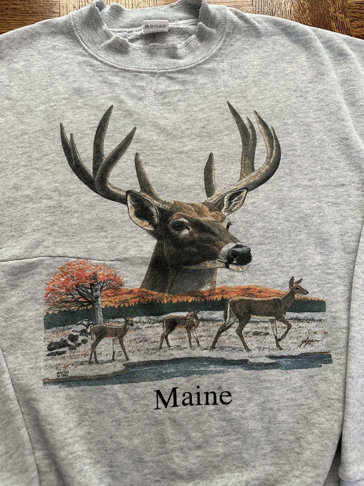 Vintage Vintage 90s Maine Deer Graphic Crewneck Sweatshirt Size US L / EU 52-54 / 3 - 2 Thumbnail