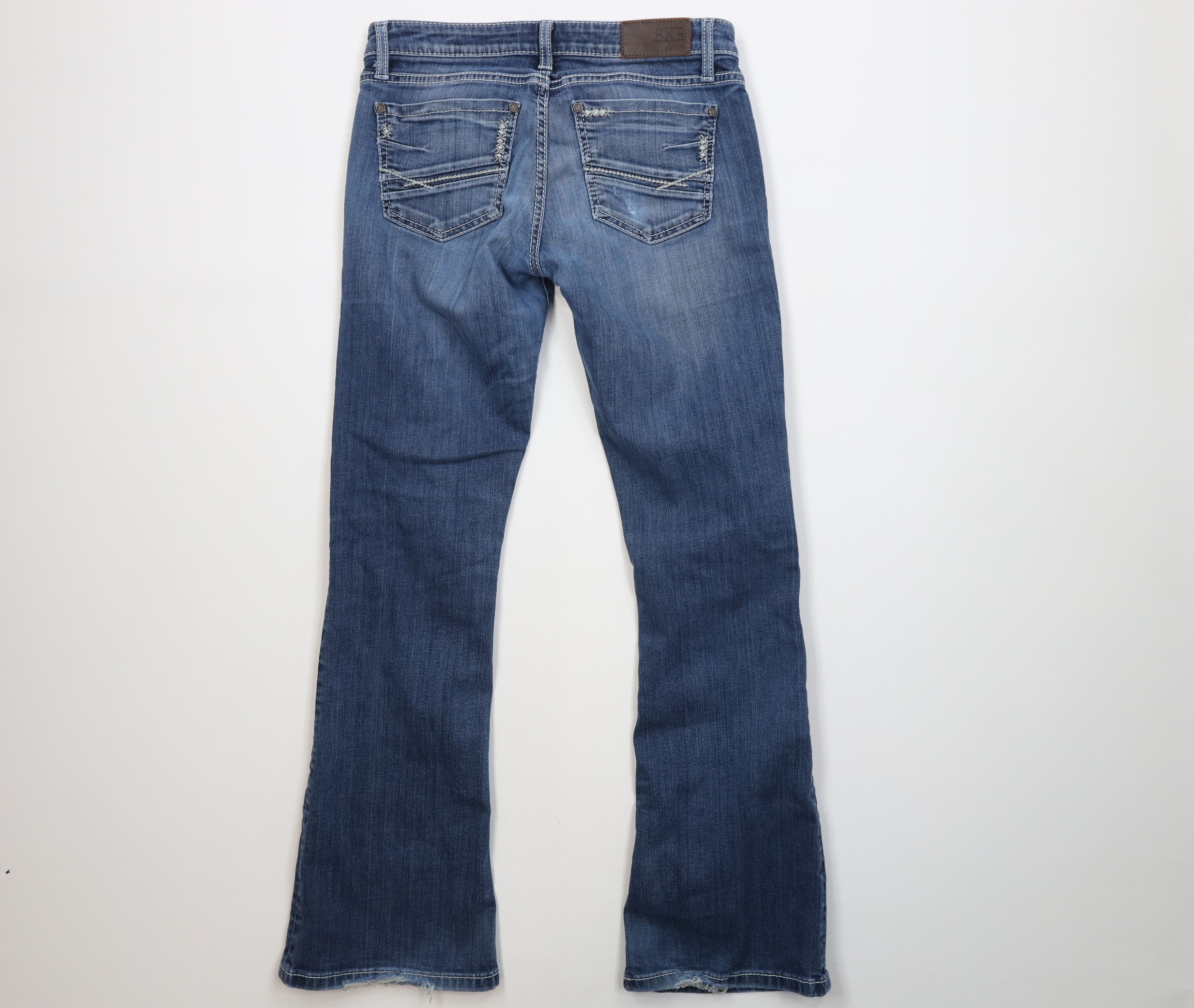 Vintage Buckle BKE Distressed Thick Stitch Stella Flared Denim Jeans Size 26" / US 2 / IT 38 - 10 Thumbnail
