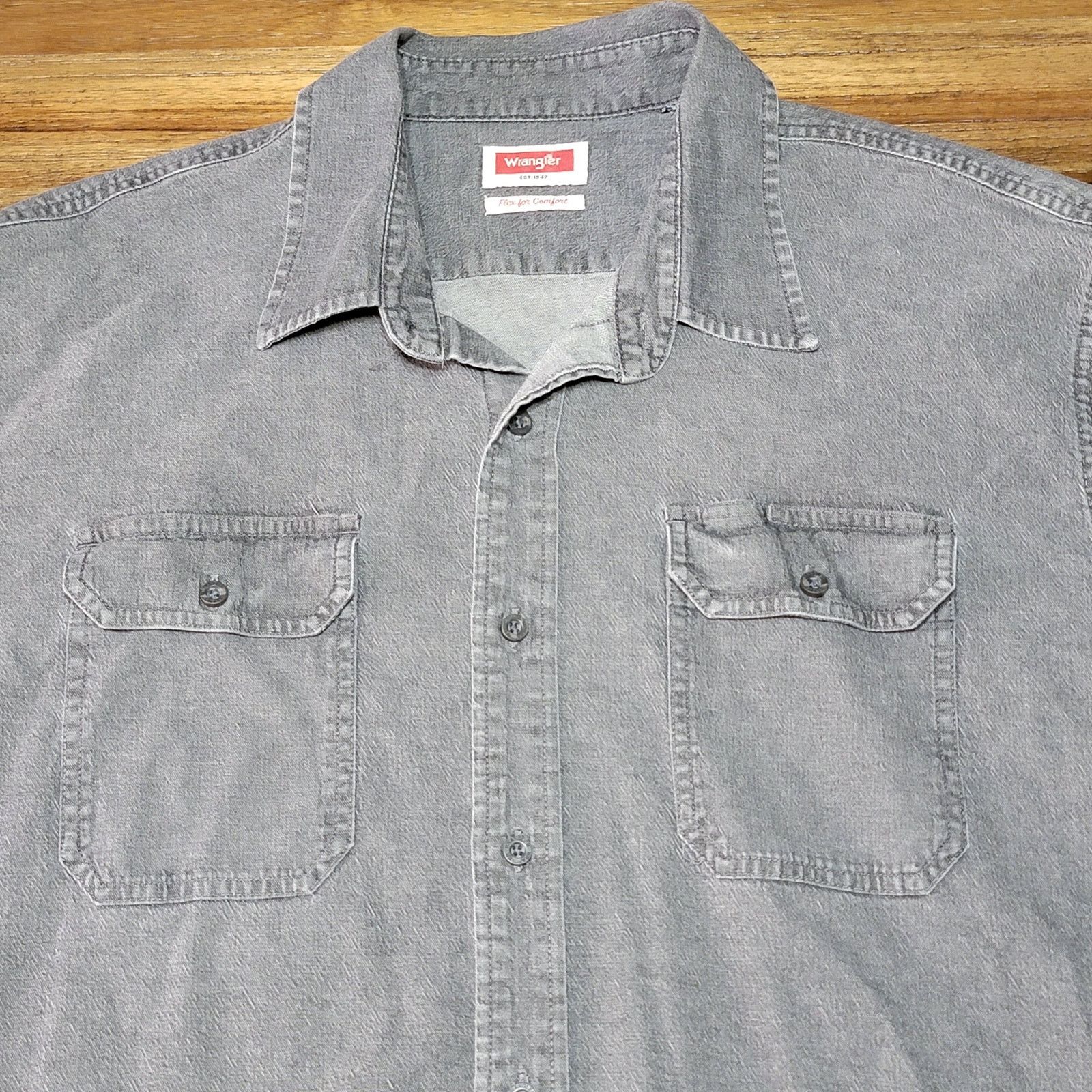 Wrangler Wrangler Black Denim LS Full Button Shirt - Size 2XL Size US XXL / EU 58 / 5 - 2 Thumbnail