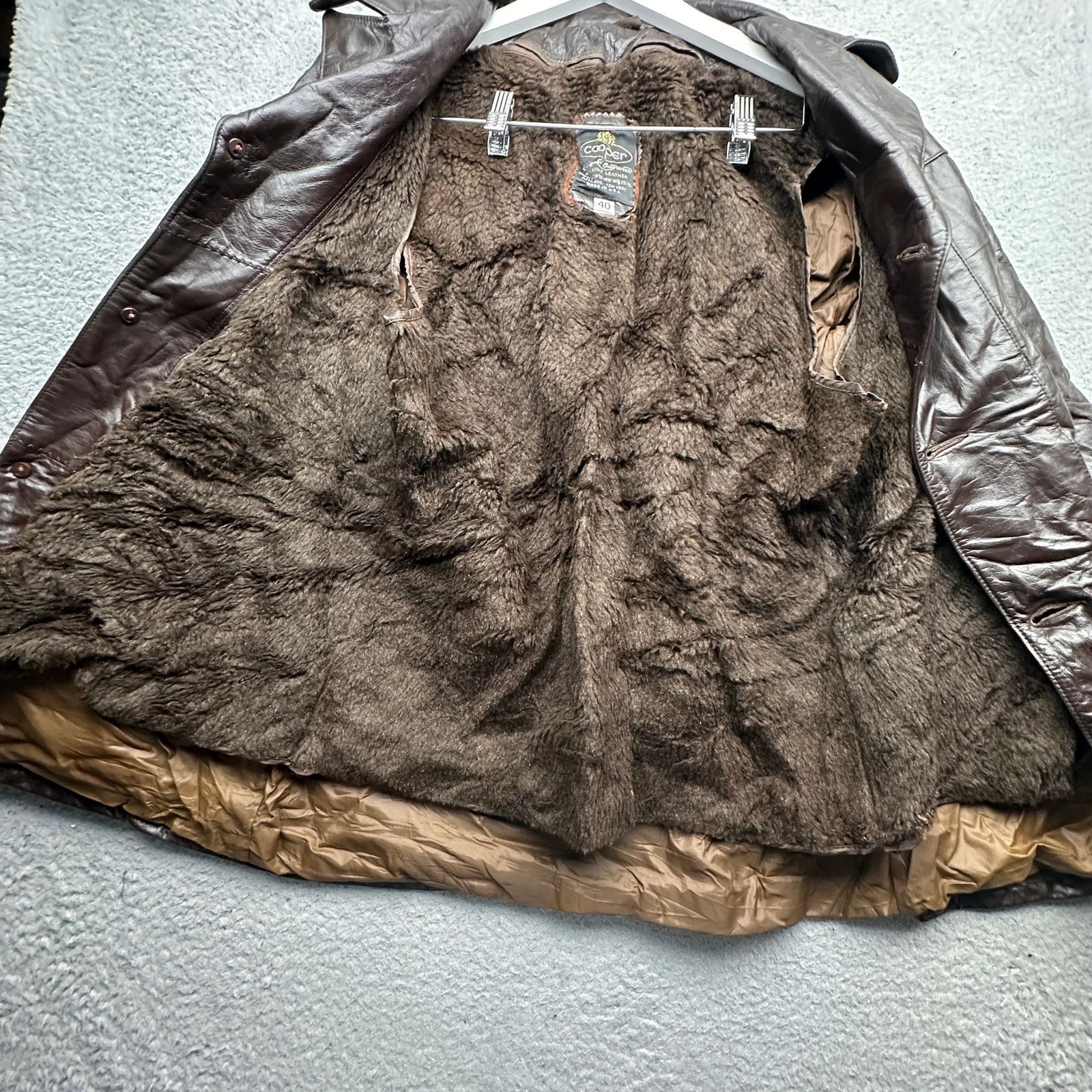 Cooper Vintage Cooper Genuine Leather Coat Mens 40 Medium Faux Fur Size US M / EU 48-50 / 2 - 10 Thumbnail
