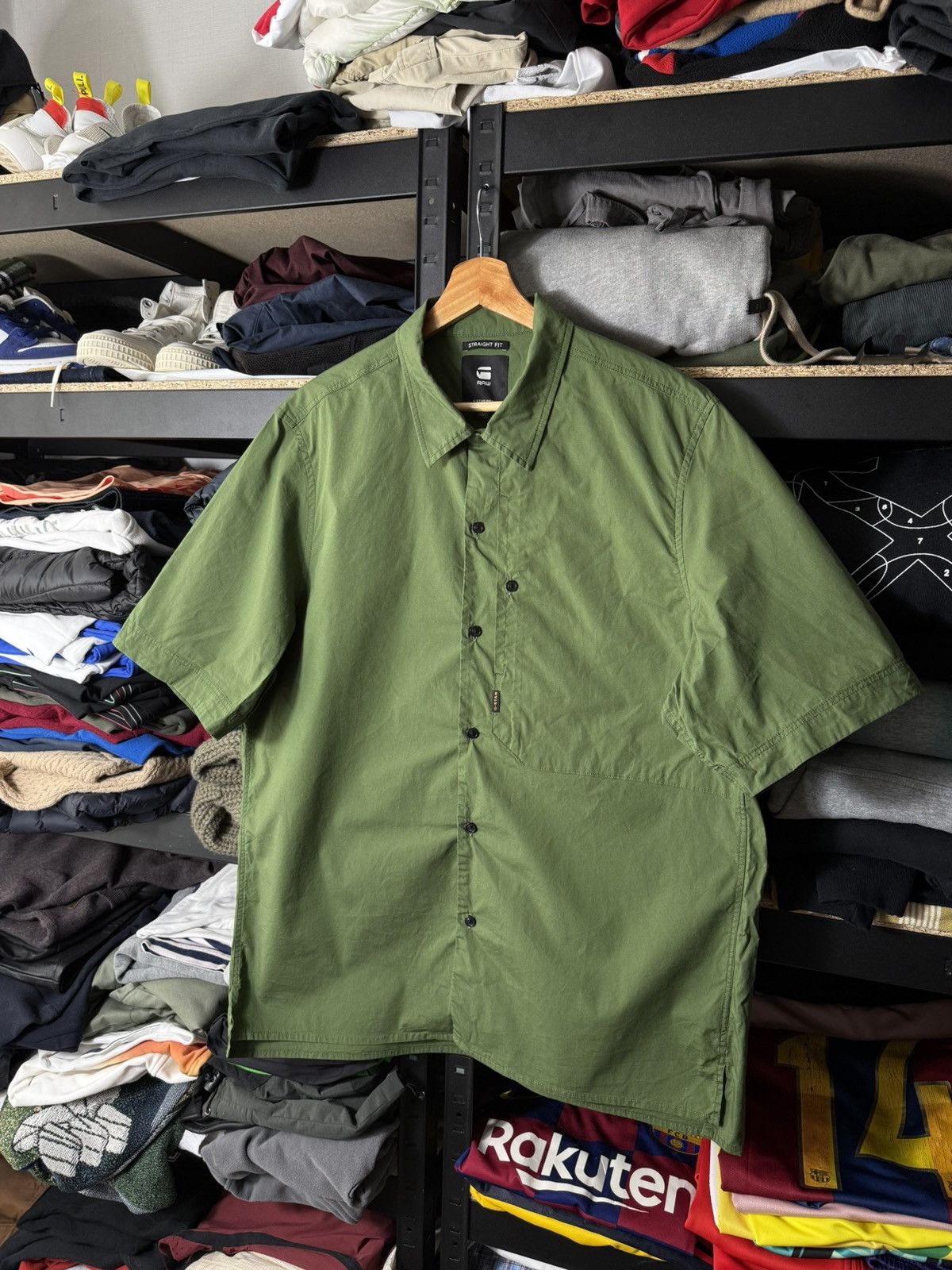 G-Star G-Star RAW Mens Shirt XL Green Short Sleeve Button Up Casual Size US XL / EU 56 / 4 - 1 Thumbnail