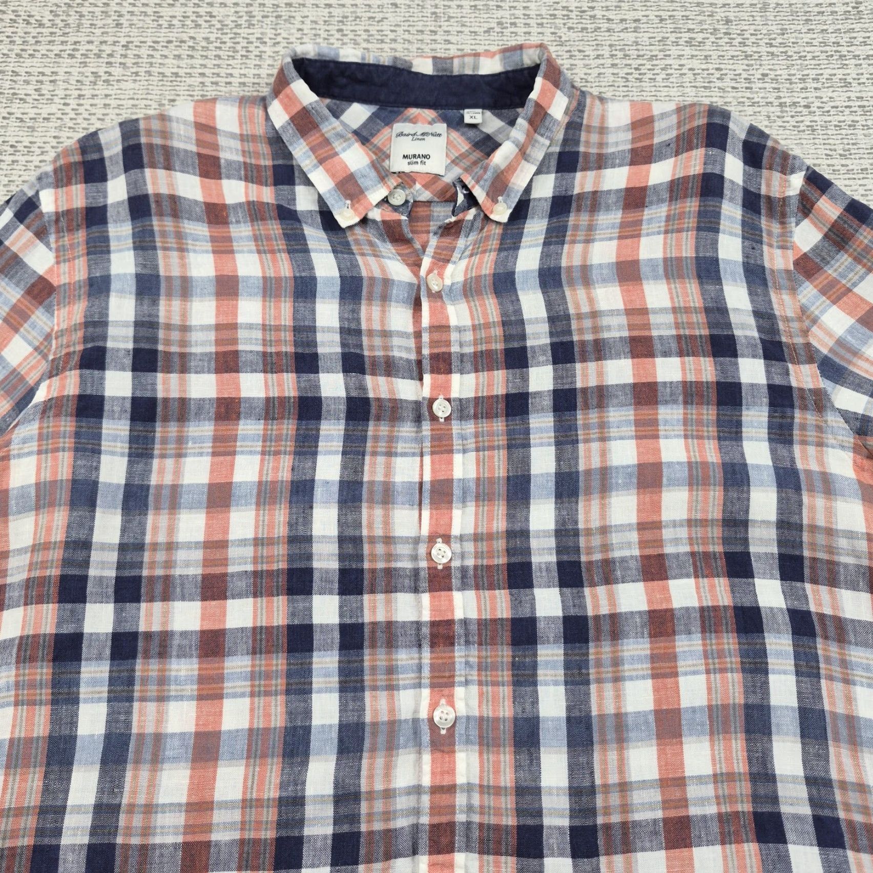 Murano Murano Baird Mcnutt Shirt Mens XL Button Up Plaid Linen Slim Fit Long Sleeve Multicolor Size US XL / EU 56 / 4 - 5 Thumbnail