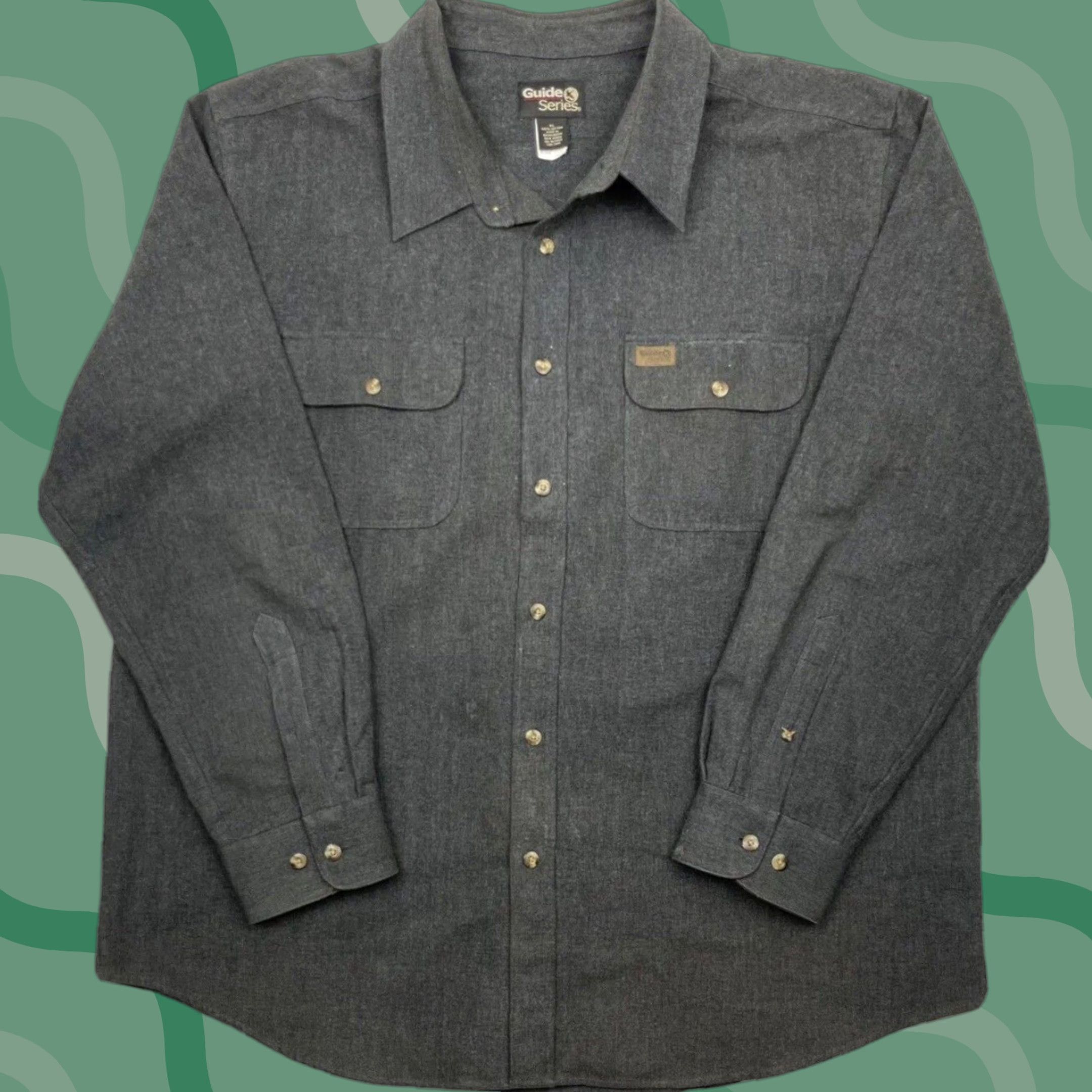 Vintage Guide Series Button-Up Shirt Mens XL Gray Chamois Long Sleeve Collared Nature 80s Size US XL / EU 56 / 4 - 1 Thumbnail