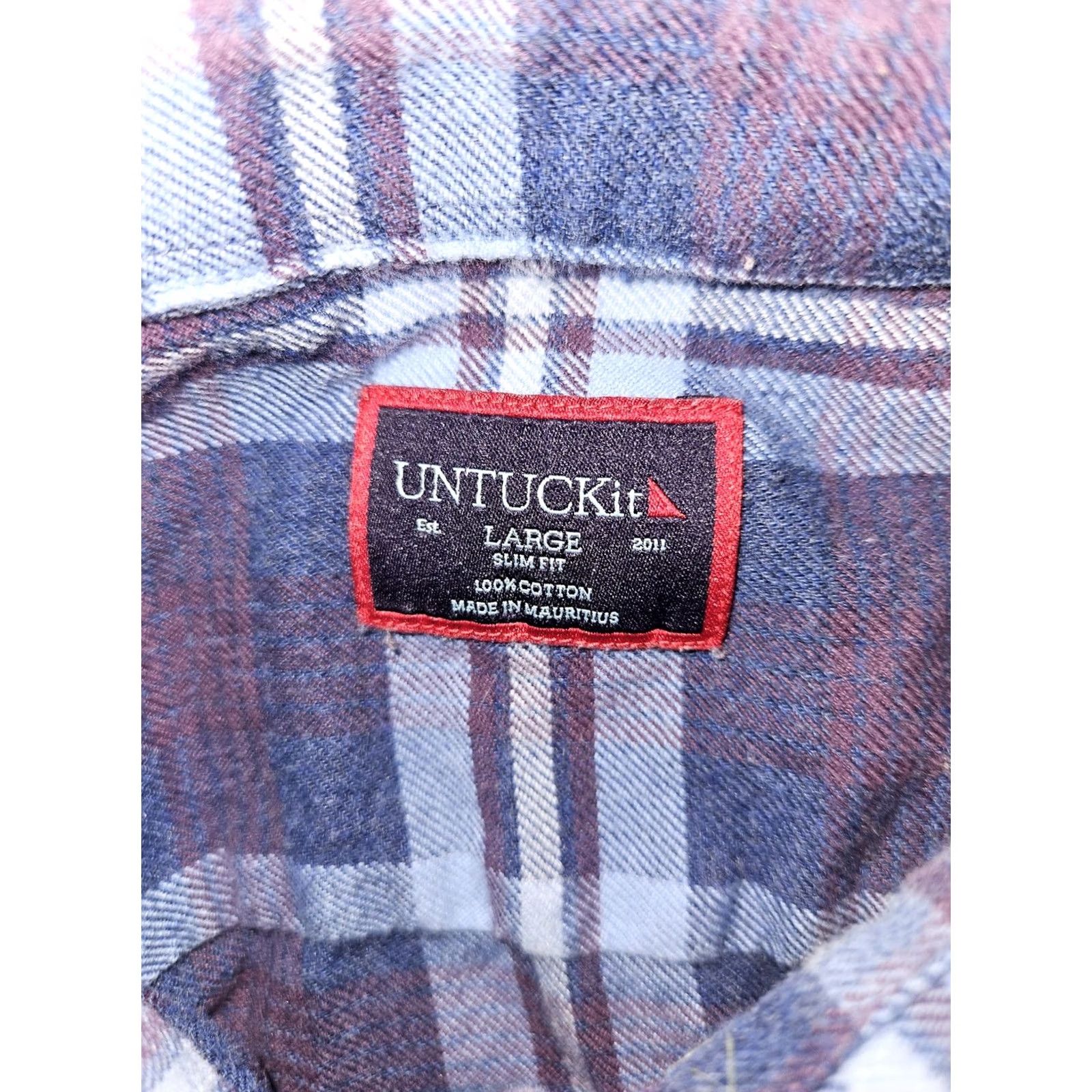 UNTUCKit UNTUCKit Shirt Mens Large Blue Red Plaid Slim Fit Button Down Long Sleeve Cotton Size US L / EU 52-54 / 3 - 3 Thumbnail
