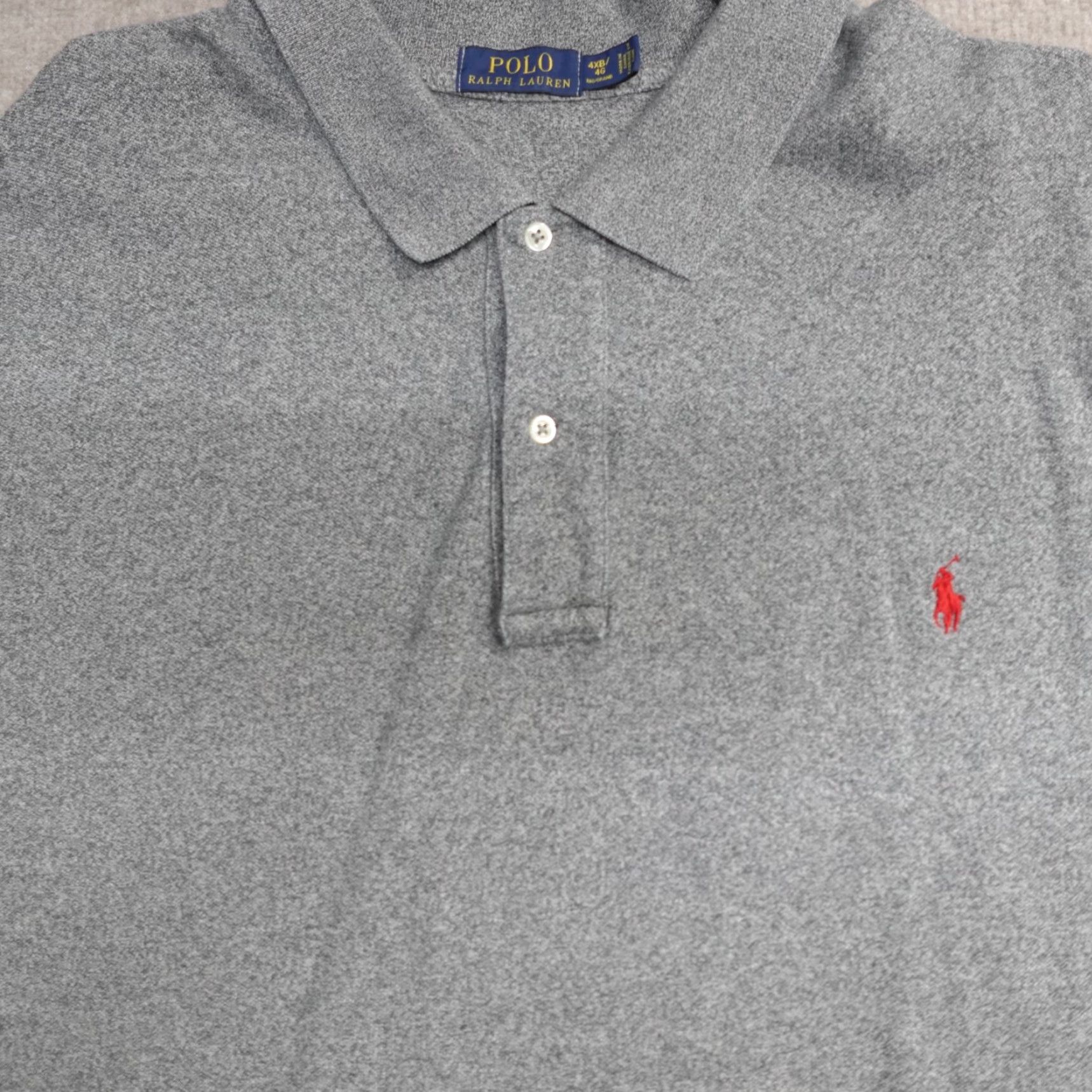 Polo Ralph Lauren VINTAGE Polo Ralph Lauren Polo Shirt Big 4X Gray Heather Solid Short Sleeve Collared Button USA Mens Size US XXL / EU 58 / 5 - 2 Thumbnail