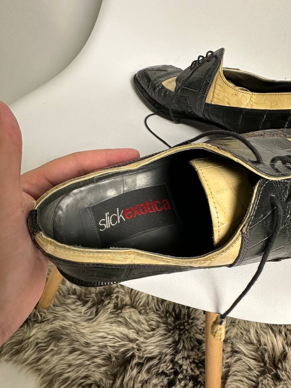 Leather × Vintage Vintage Crocodile Skin Leather Shoes Size US 12 / EU 45 - 7 Thumbnail