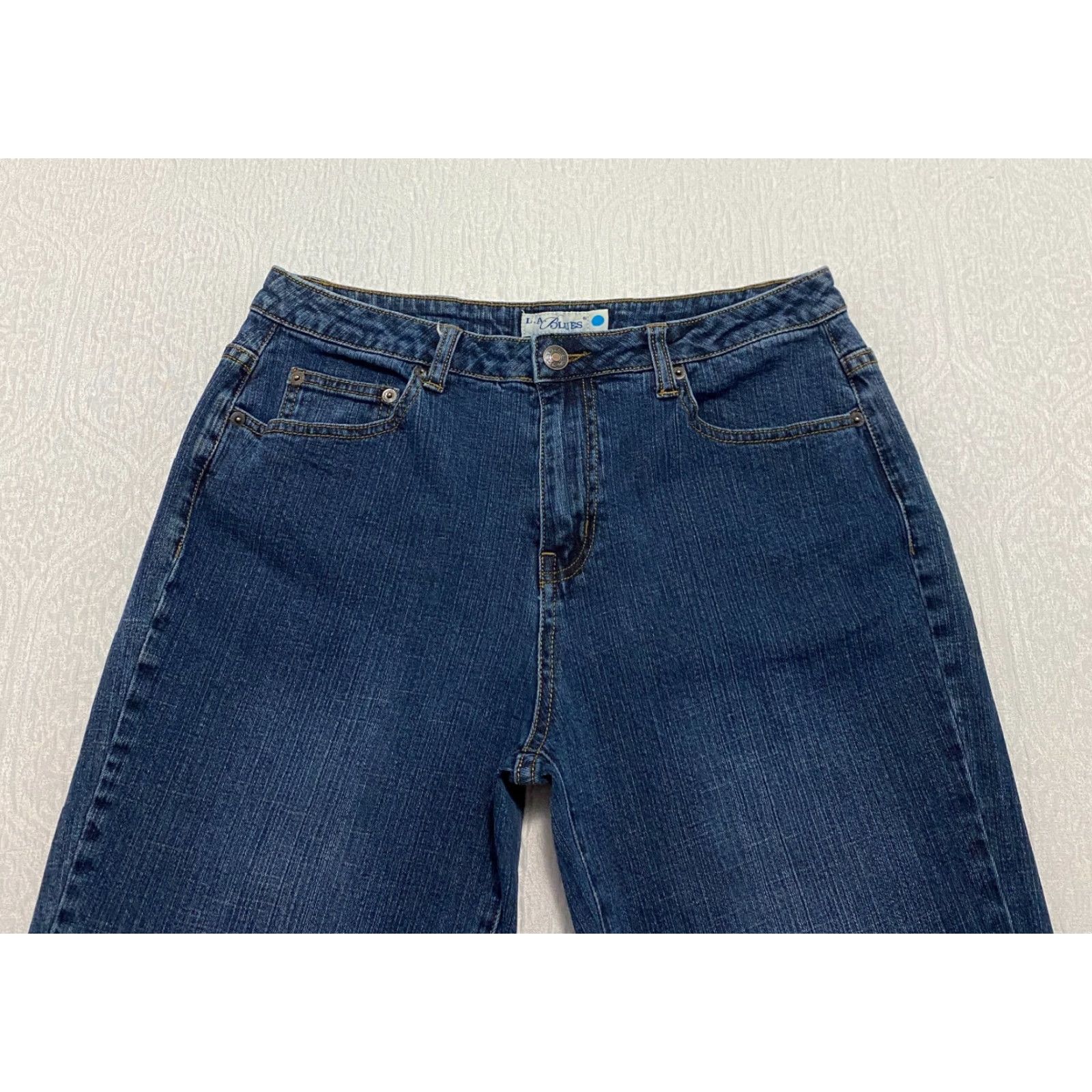 Vintage VINTAGE L.A. Blues Melrose Jeans 9 M High Rise Boot Cut Stretch 32×32 Blue Denim Cotton Spandex 5-Pocket Womens Jeans Size 24" / US 00 / IT 34 - 4 Thumbnail