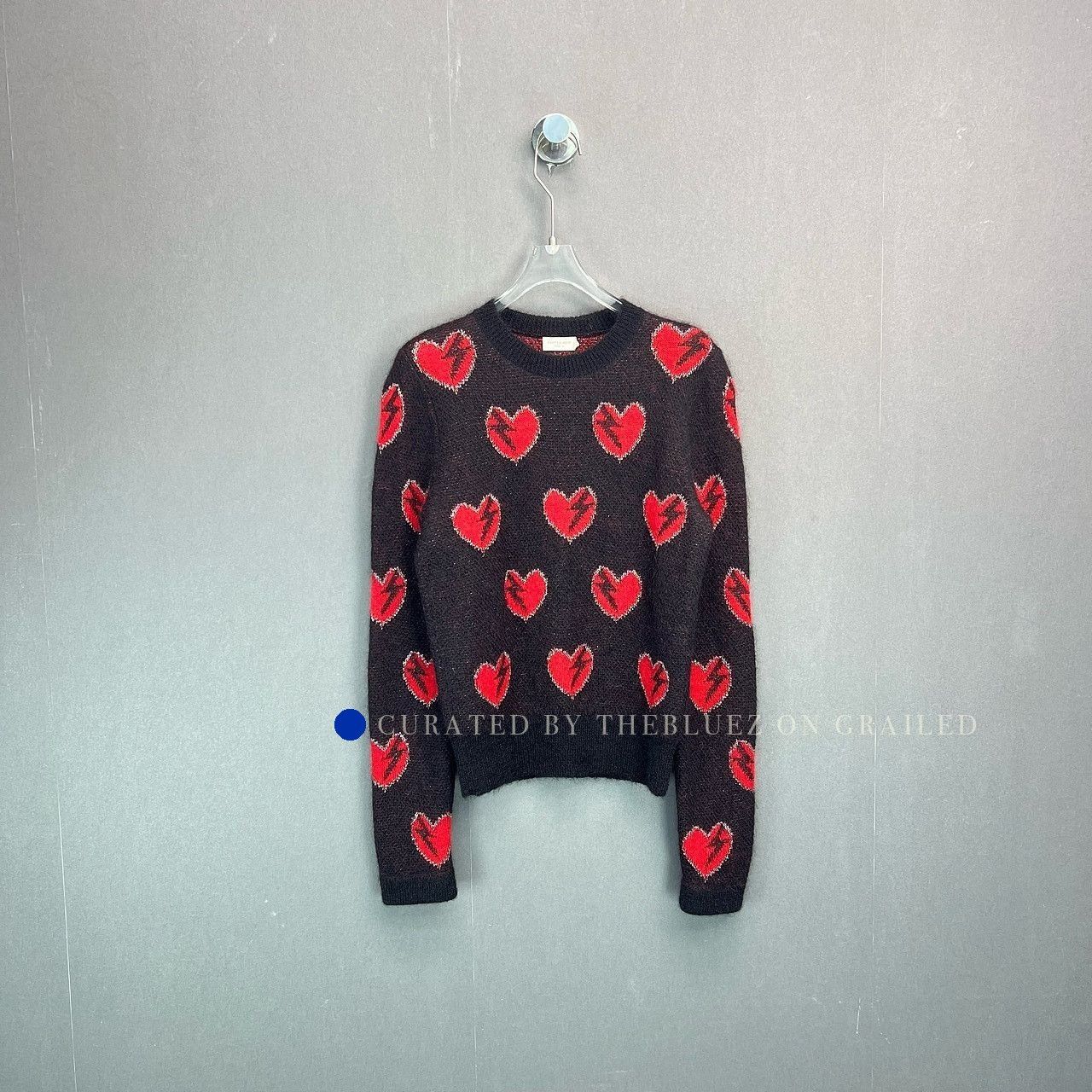 Saint Laurent Paris Heart Pattern Knit Sweater in Multi Colors Size US S / EU 44-46 / 1 - 1 Thumbnail