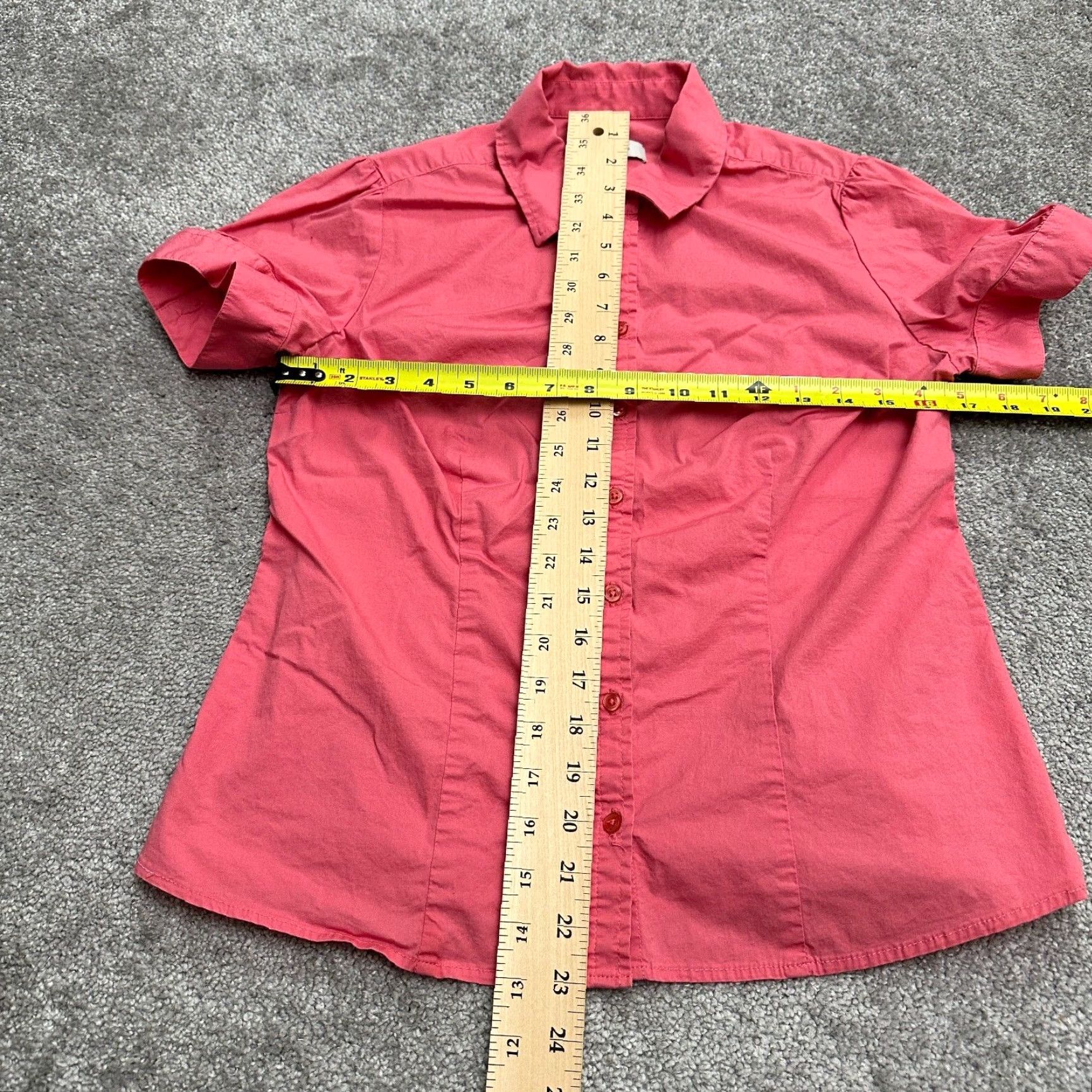Merona Merona Shirt Adult Medium Pink Short Sleeve Button-Up Cotton Knit Casual Top Womens Size M / US 6-8 / IT 42-44 - 7 Thumbnail