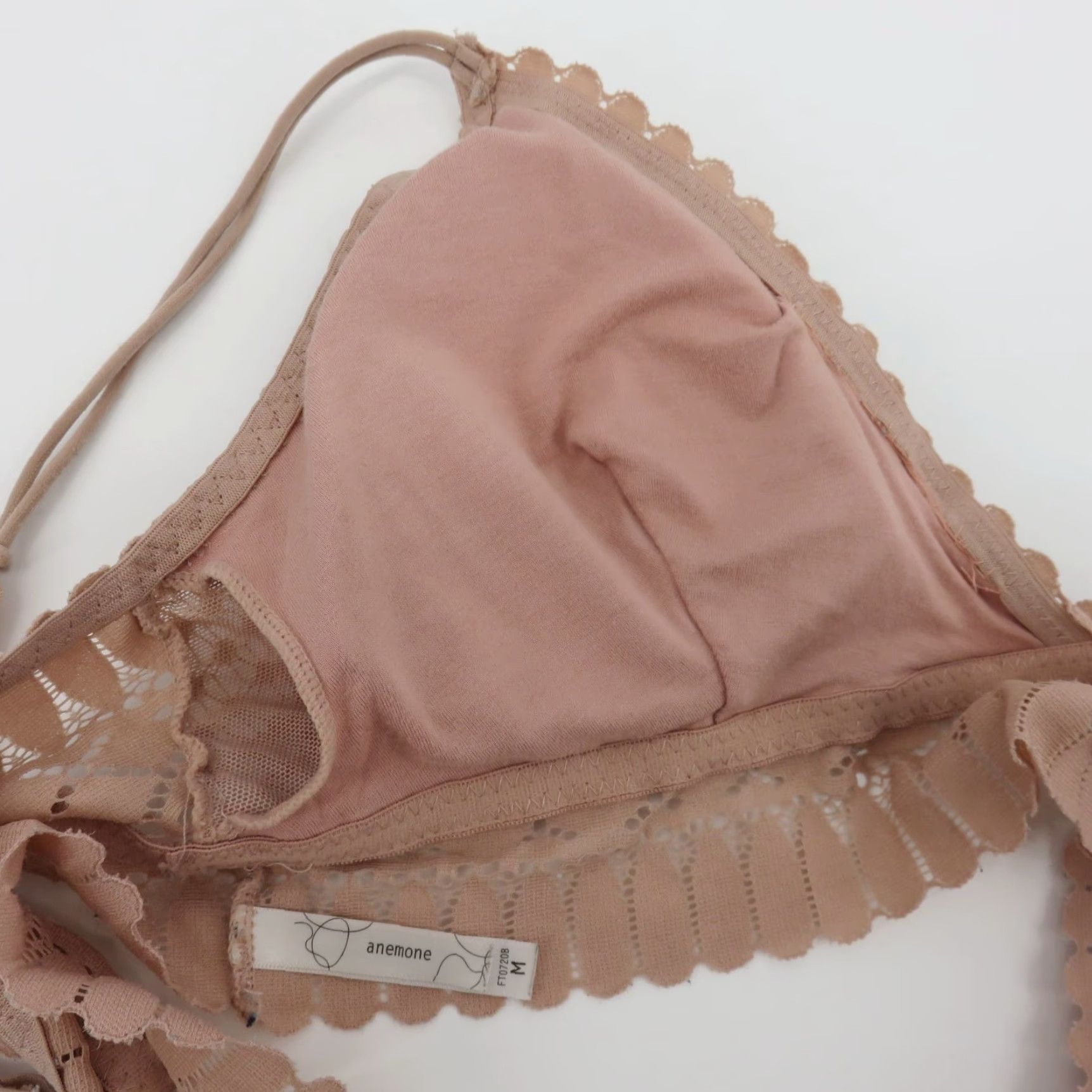 Vintage Anemone Bra Women M Pink Lace Wireless Lined Bralette Nylon Blend Size ONE SIZE - 7 Thumbnail