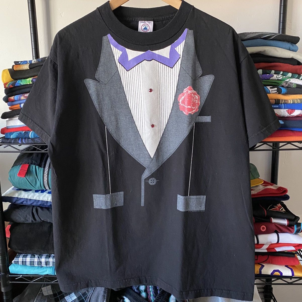 Delta Vintage Tuxedo T-Shirt Rhinestone LA Imprints Made in USA Size US L / EU 52-54 / 3 - 1 Thumbnail