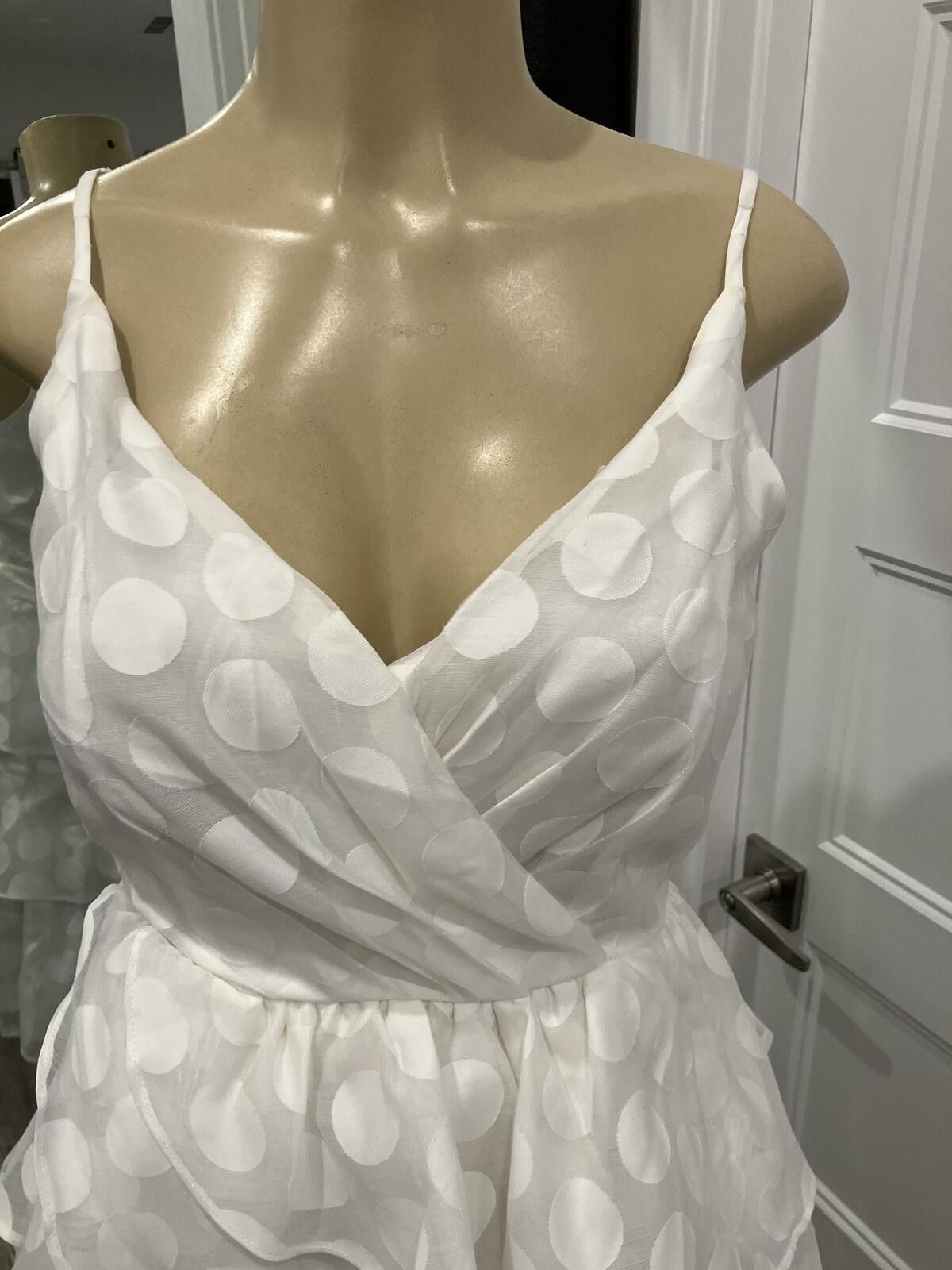 Domenico Spano NWT Do+Be White Polka Dot Tiered Ruffle Dress Size S / US 4 / IT 40 - 2 Thumbnail