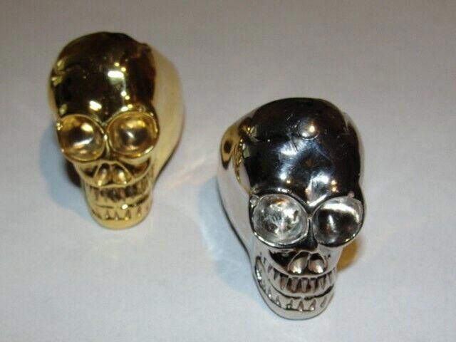 Handmade Sterling Silver Plated Brass Skull Ring Size ONE SIZE - 3 Thumbnail