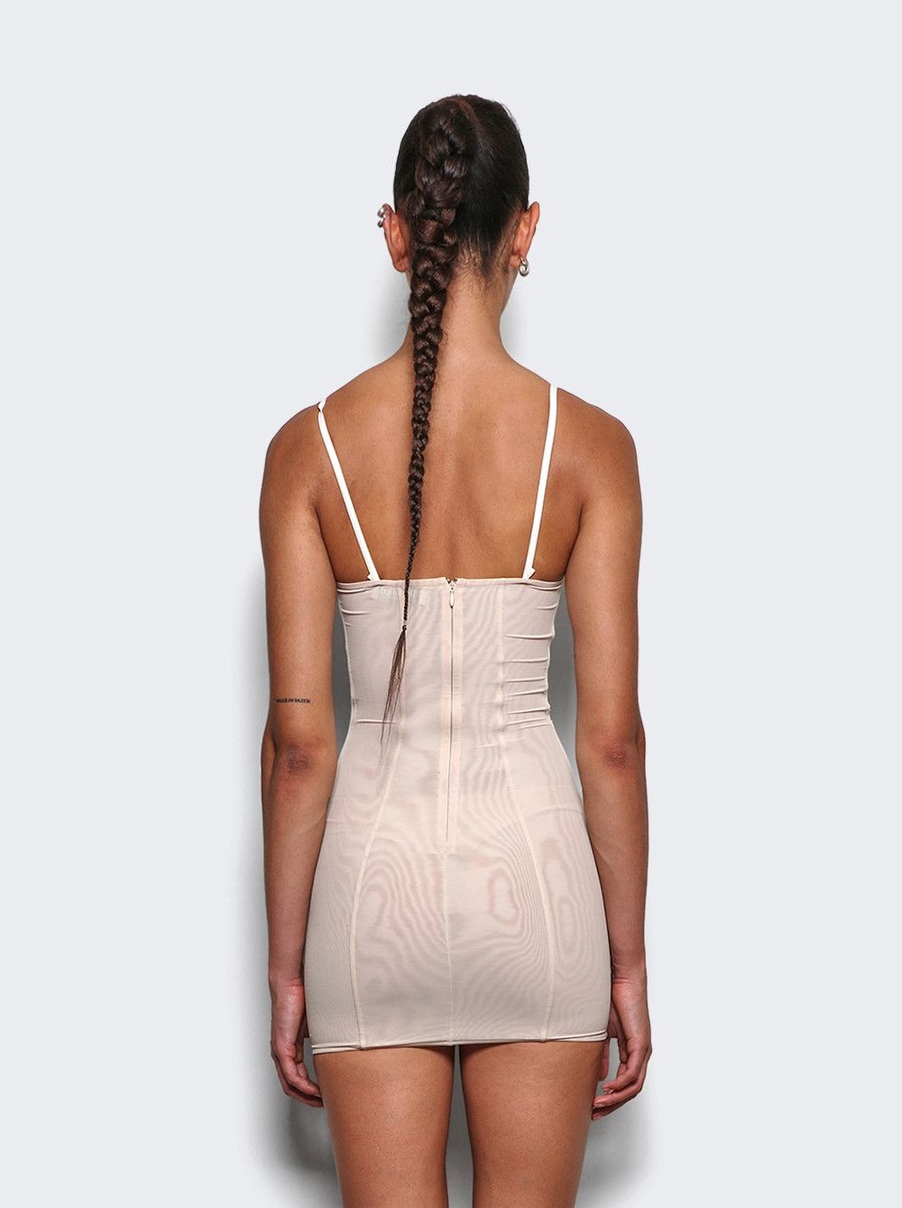 The Attico o1mle0526 Embroidered Sheer Mini Dress in Silver Size L / US 10 / IT 46 - 5 Thumbnail