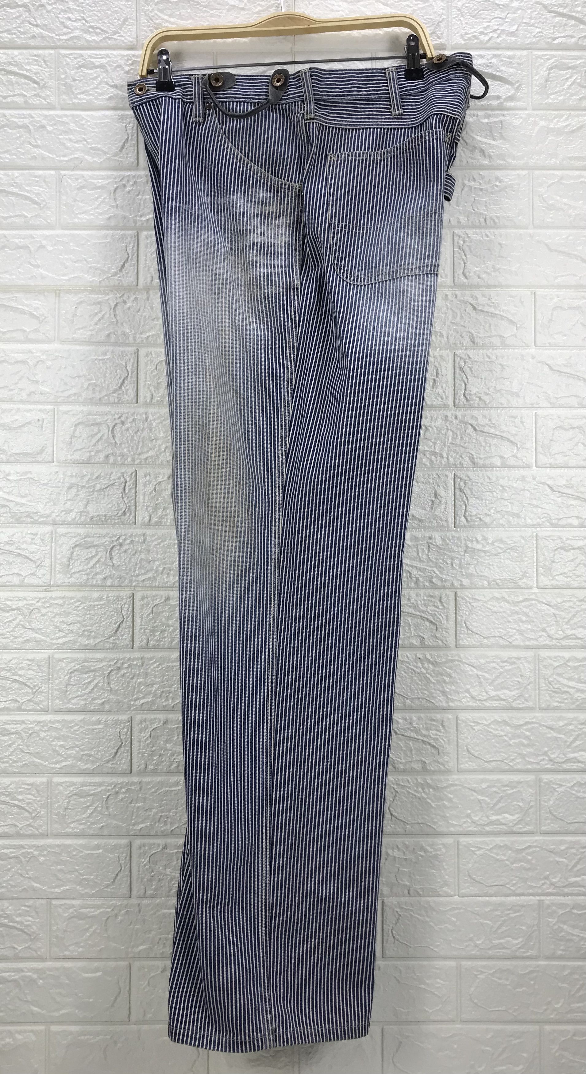 Japanese Brand Vintage Blue Way Hickory Striped Carpenter Jeans Size US 34 / EU 50 - 10 Thumbnail