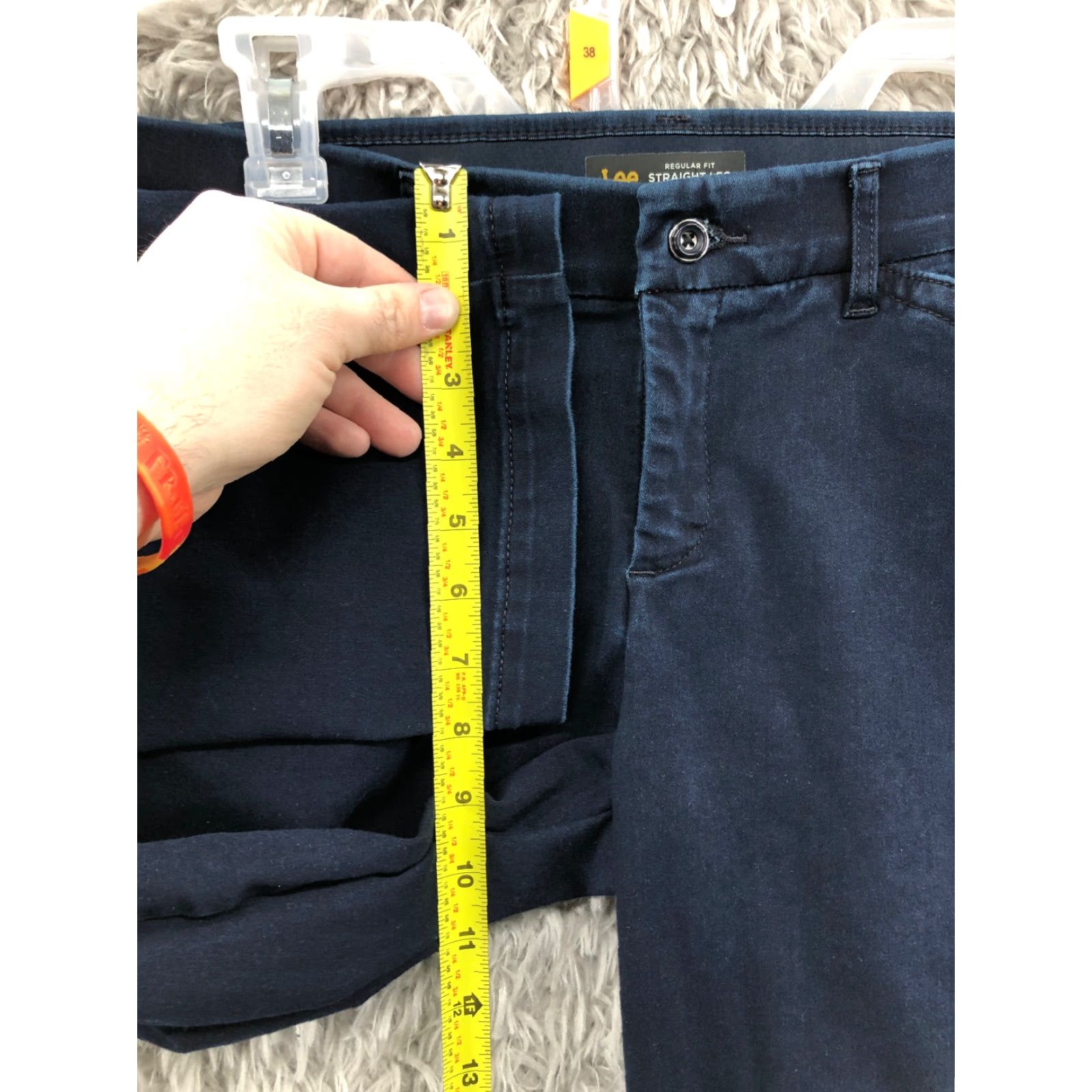 Lee Lee Jegging Pants Size 8 Womens Mid Rise Straight Leg Dark Wash Blue Button Flat Front Pockets Size 30" / US 8 / IT 44 - 4 Thumbnail