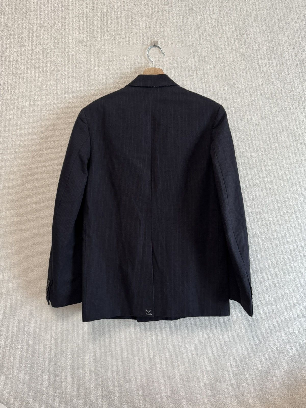 Dries Van Noten DRIES VAN NOTEN Navy Banks Double Breasted Pinstriped Jacket Size 34R - 6 Thumbnail