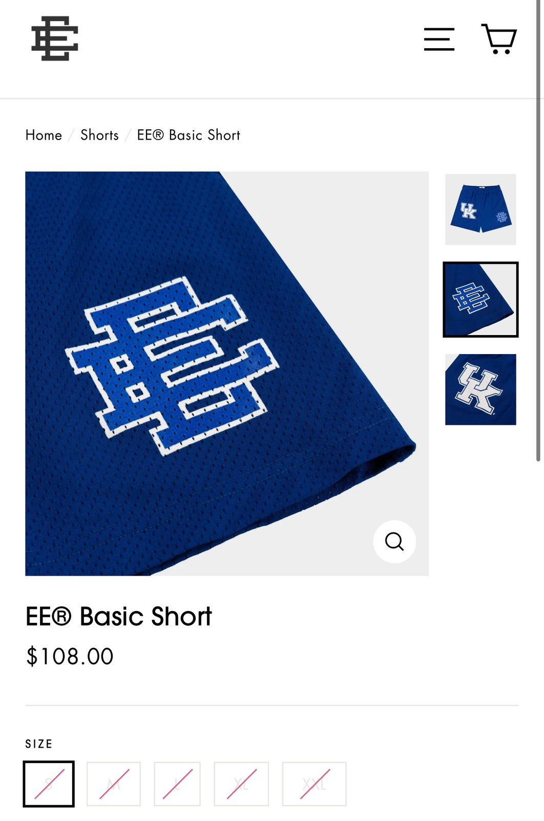 Eric Emanuel × NCAA Eric Emanuel Kentucky Basic Shorts Large Size US 34 / EU 50 - 9 Thumbnail
