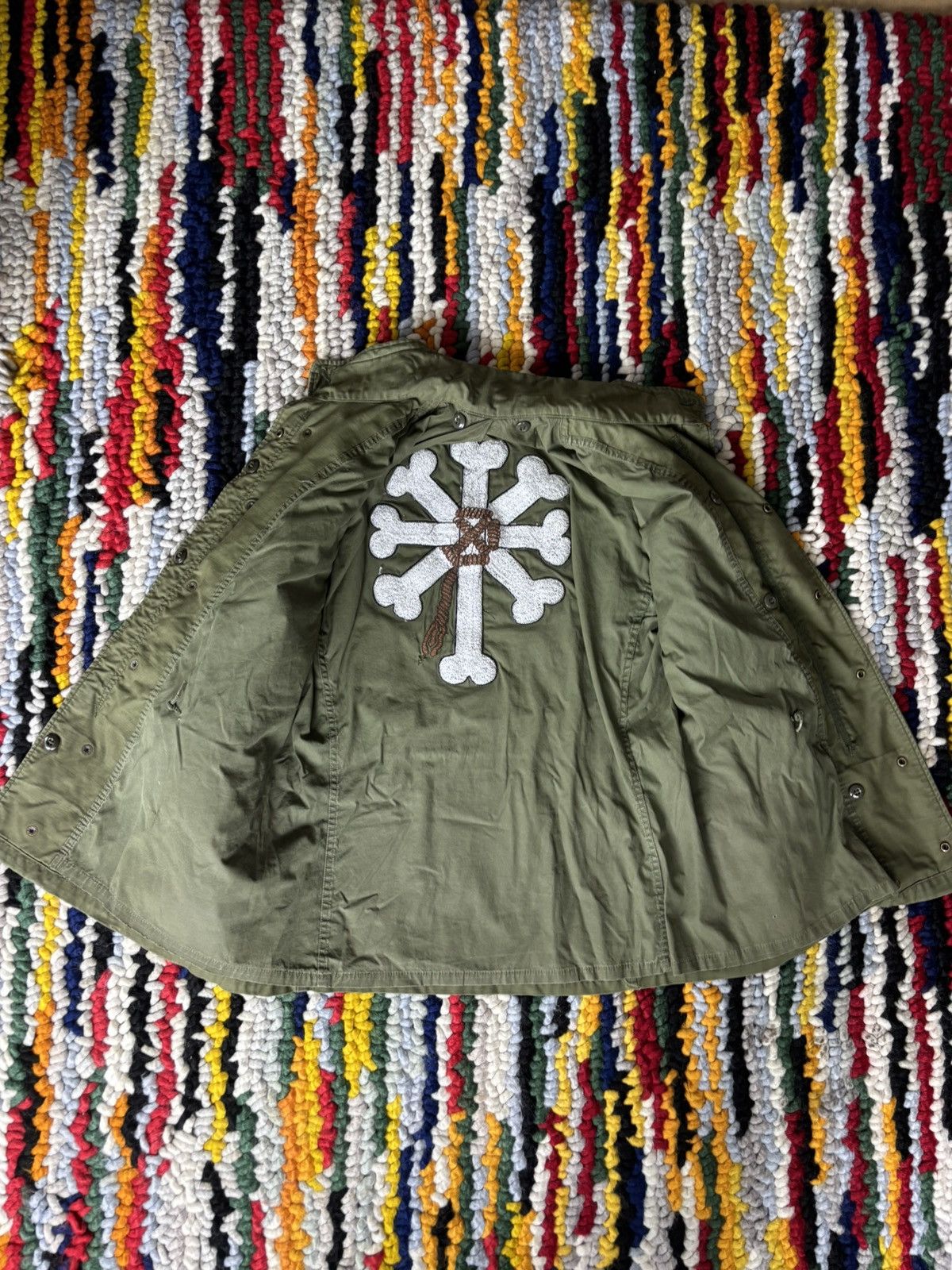 Vintage Vintage 1970s M-65 Jacket Embroidered Skull Size US L / EU 52-54 / 3 - 5 Thumbnail