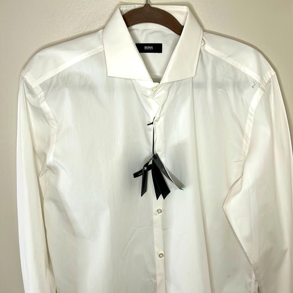 Hugo Boss NWT Slim Fit- BOSS - size 16 - White - 100% Ctn - easy iron Size 38R - 3 Thumbnail