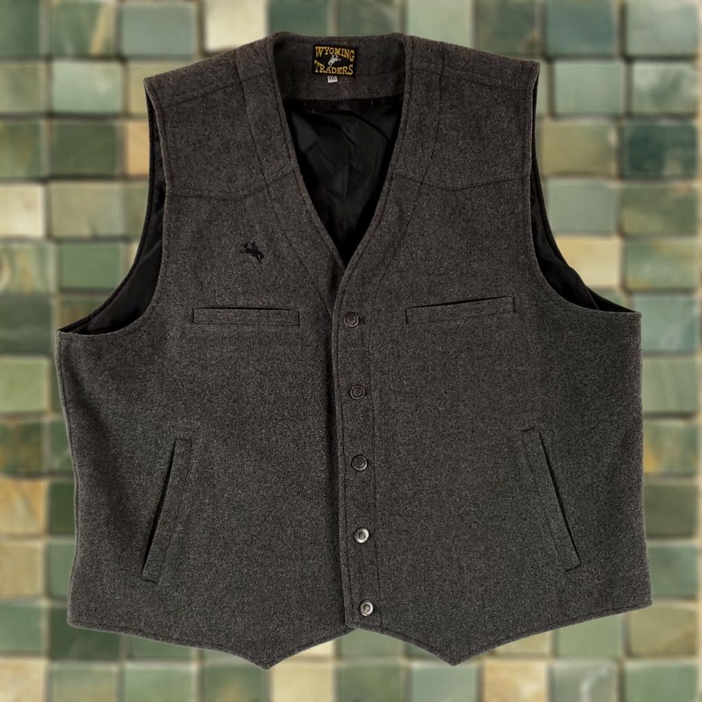 Vintage VINTAGE Wyoming Traders Vest 100% Virgin Wool Gray Button Up Mens XXL Wool Vest Gray 2XL Men Western Size US XXL / EU 58 / 5 - 1 Thumbnail