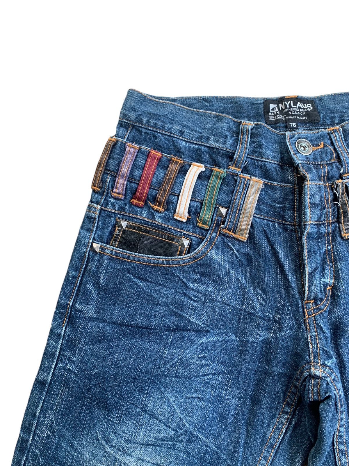Japanese Brand NYLAUS DOUBLE WAIST MUDWAST DISTRESSED DENIM Size US 29 - 8 Thumbnail