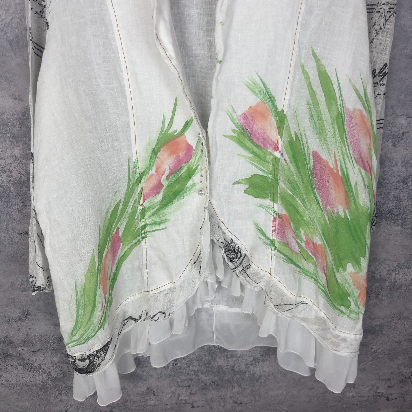 Elisa Cavaletti Elisa Cavaletti Women’s Blouse TG 1 White Lino Long Sleeve ` Size XS / US 0-2 / IT 36-38 - 3 Thumbnail