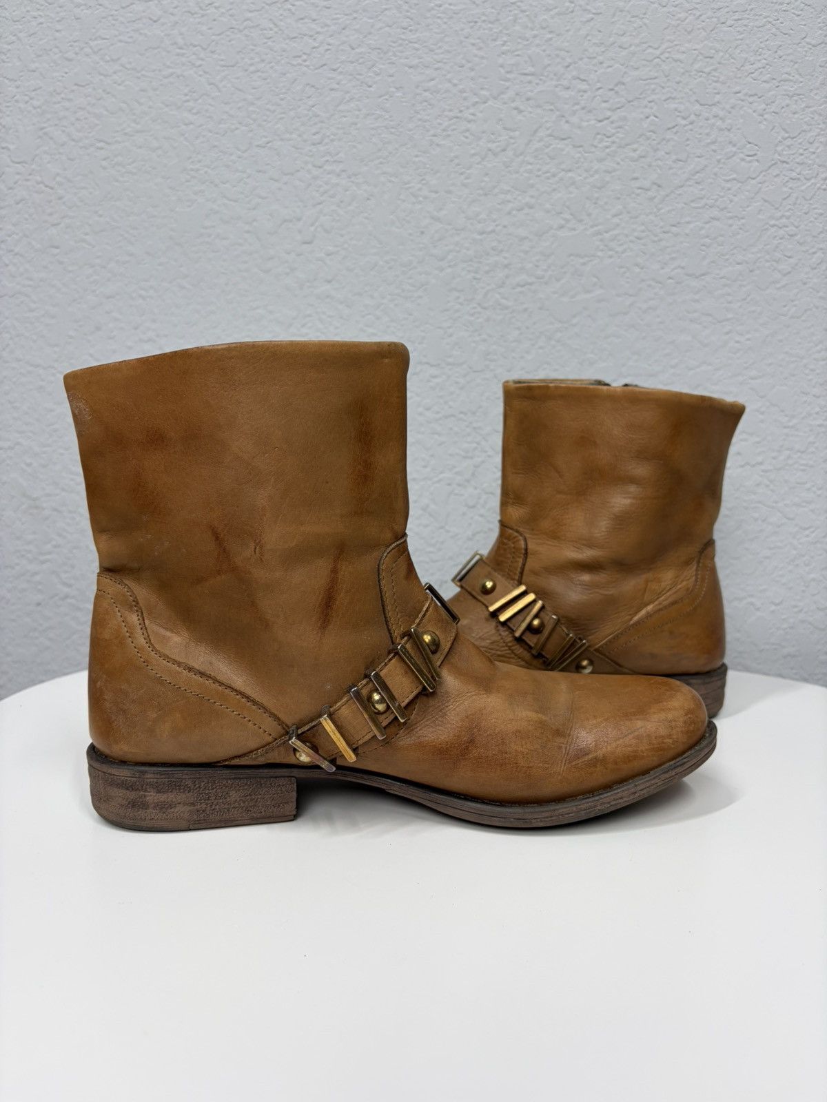 If Six Was Nine Vintage Italian AS 98 Heel Leather Airstep Skull Biker Boots Size US 8 / EU 41 - 6 Thumbnail