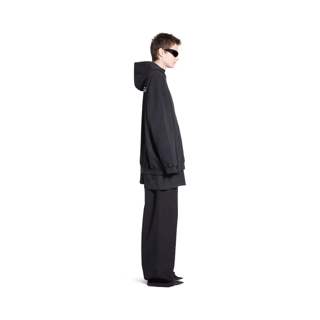 Balenciaga o1in1g0725 Back Hoodie Large Fit in Black Size XL / US 12-14 / IT 48-50 - 5 Thumbnail