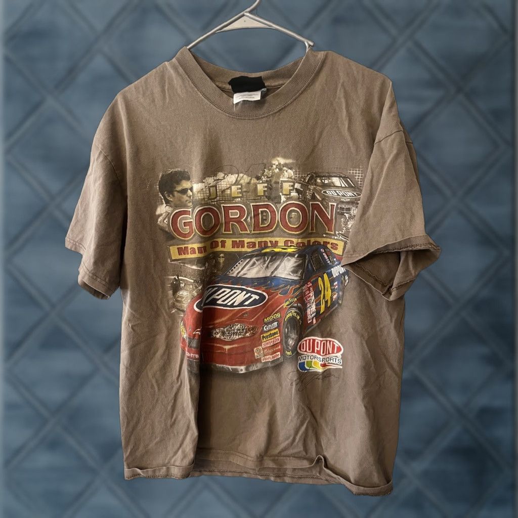 Vintage JEFF GORDON Chase T Shirt Short Sleeve Crew Neck 2000s Double Sided Brown Cotton Mens Large Car Classic NASCAR Size US L / EU 52-54 / 3 - 1 Thumbnail