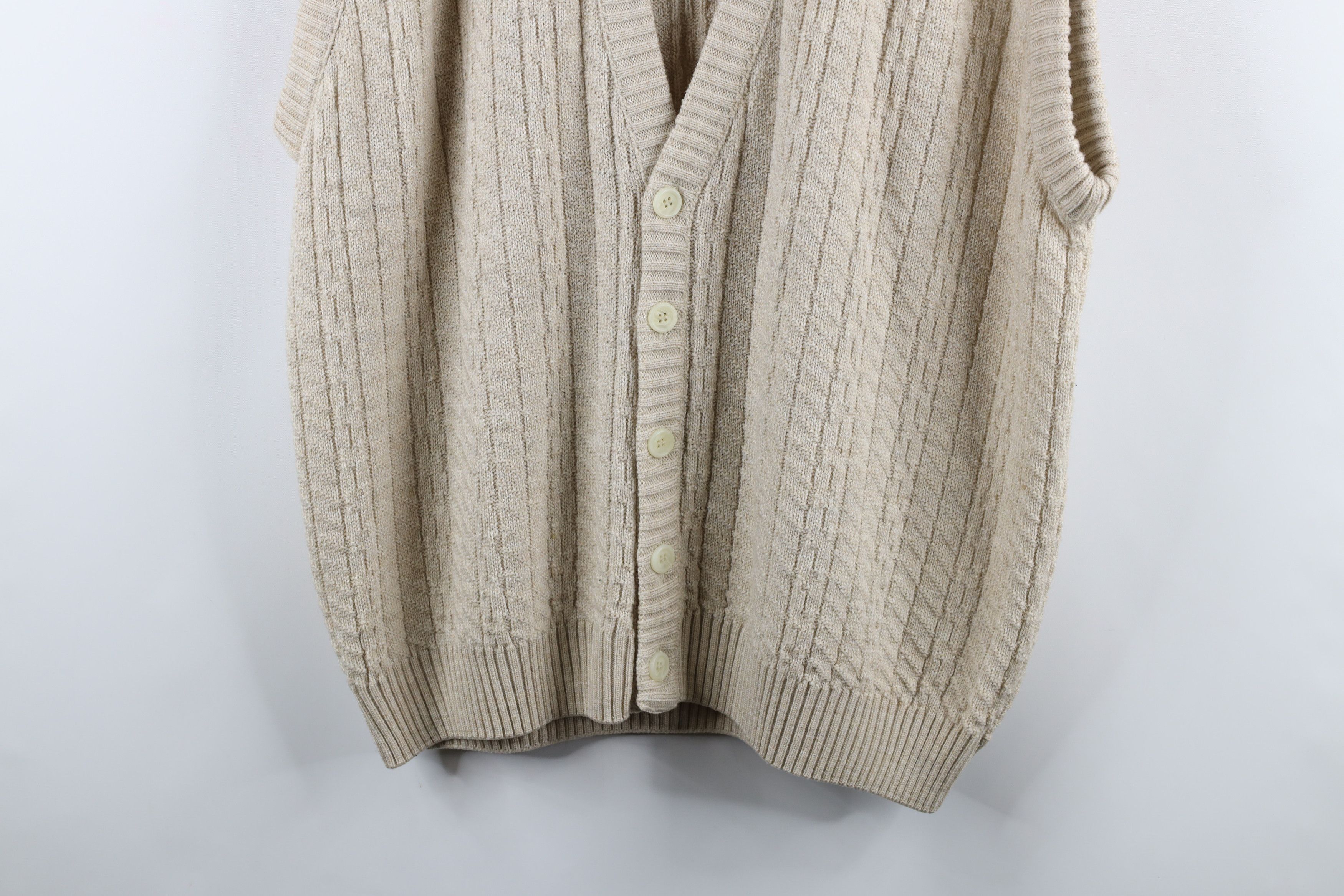 Vintage Vintage 90s Streetwear Button Cardigan Sweater Vest Beige Size US XXL / EU 58 / 5 - 3 Thumbnail