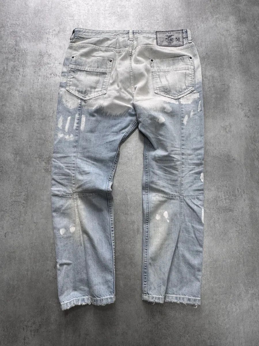 Dolce & Gabbana 2000s Dolce & Gabbana Hand-Painted White Blue Distressed Denim Jeans Size US 31 - 3 Thumbnail