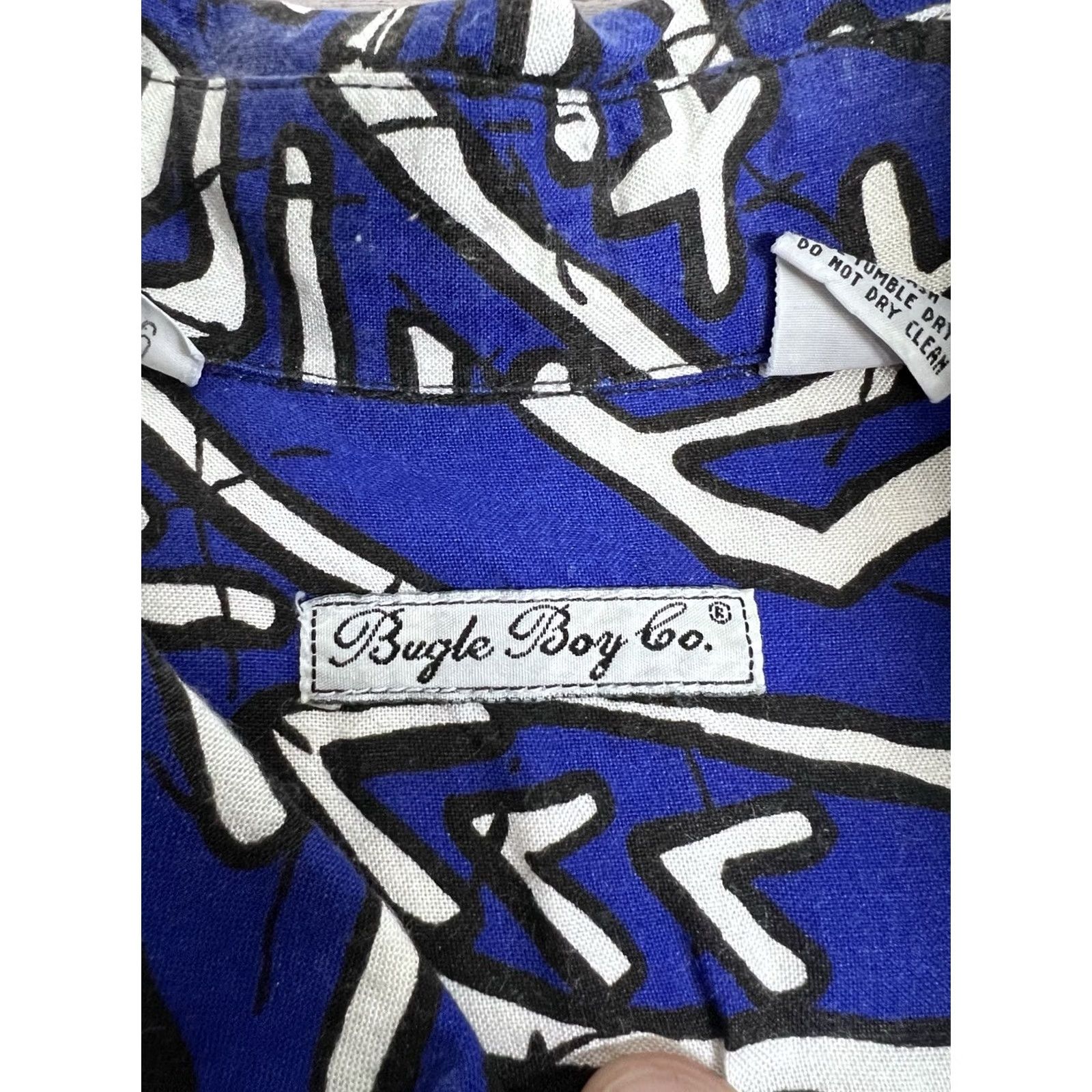 Bugle Boy Vintage Bugle Boy Button-Up Shirt Blue L Geometric 90s Short Sleeve Mens Grade A Size US L / EU 52-54 / 3 - 3 Thumbnail