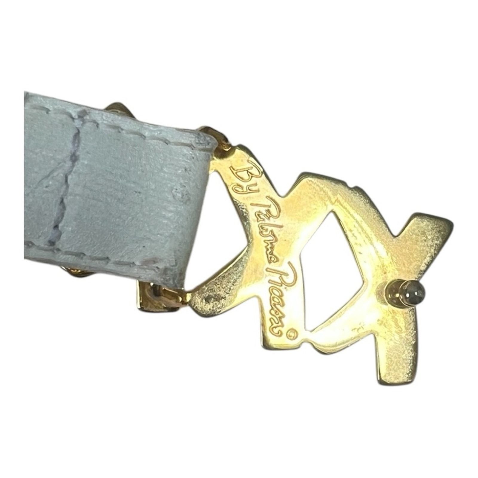Paloma Picasso Paloma Picasso White and Gold Leather Belt Size S/M Size ONE SIZE - 4 Thumbnail