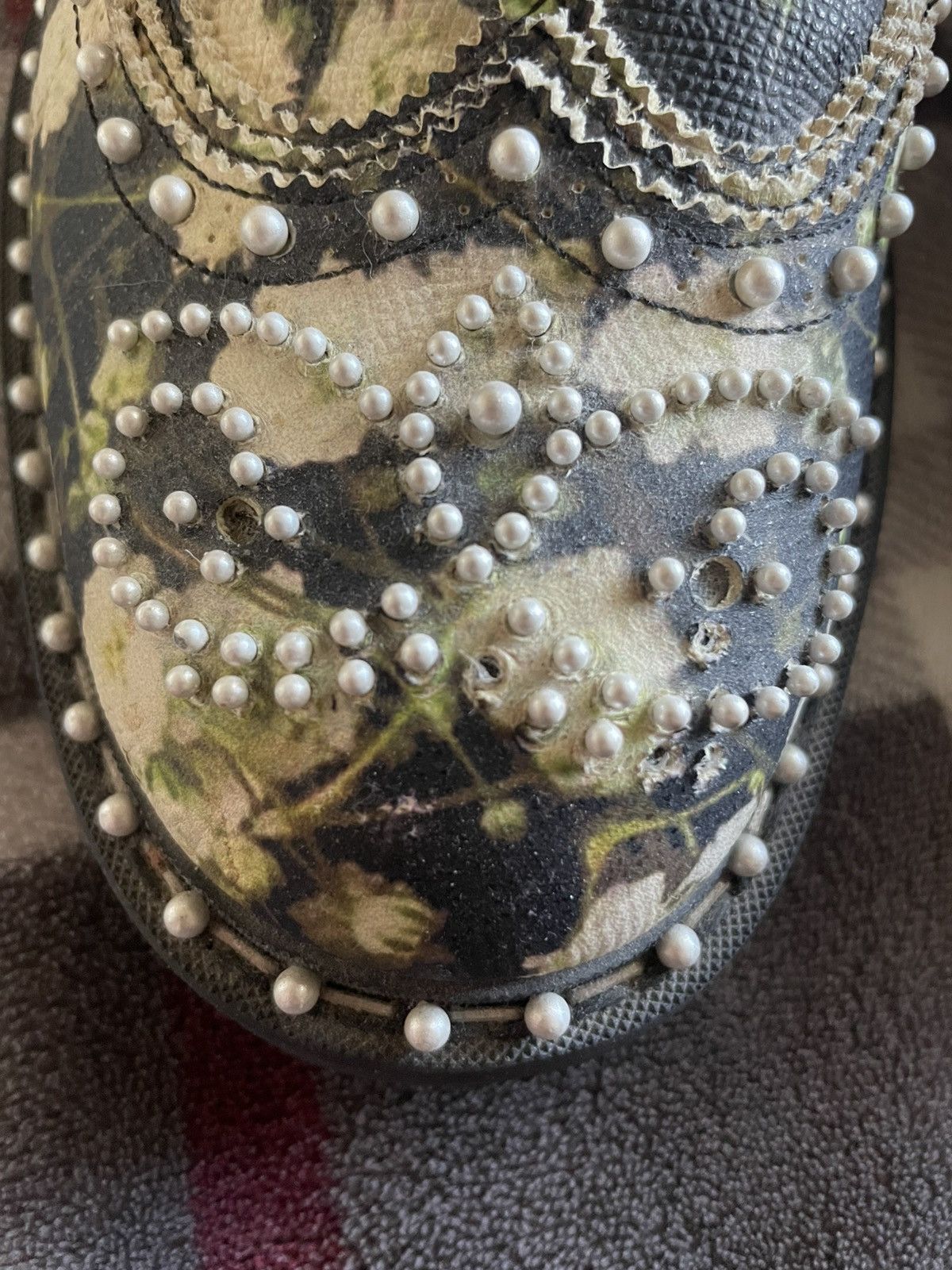 Givenchy × Riccardo Tisci SS15 Floral Studded Pearl Commando Leather Combat Boots Size US 11 / EU 44 - 9 Thumbnail