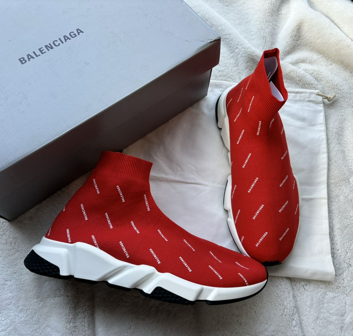 Balenciaga Balenciaga Red All Over Speed Runners Sneakers Size US 13 / EU 46 - 1 Thumbnail